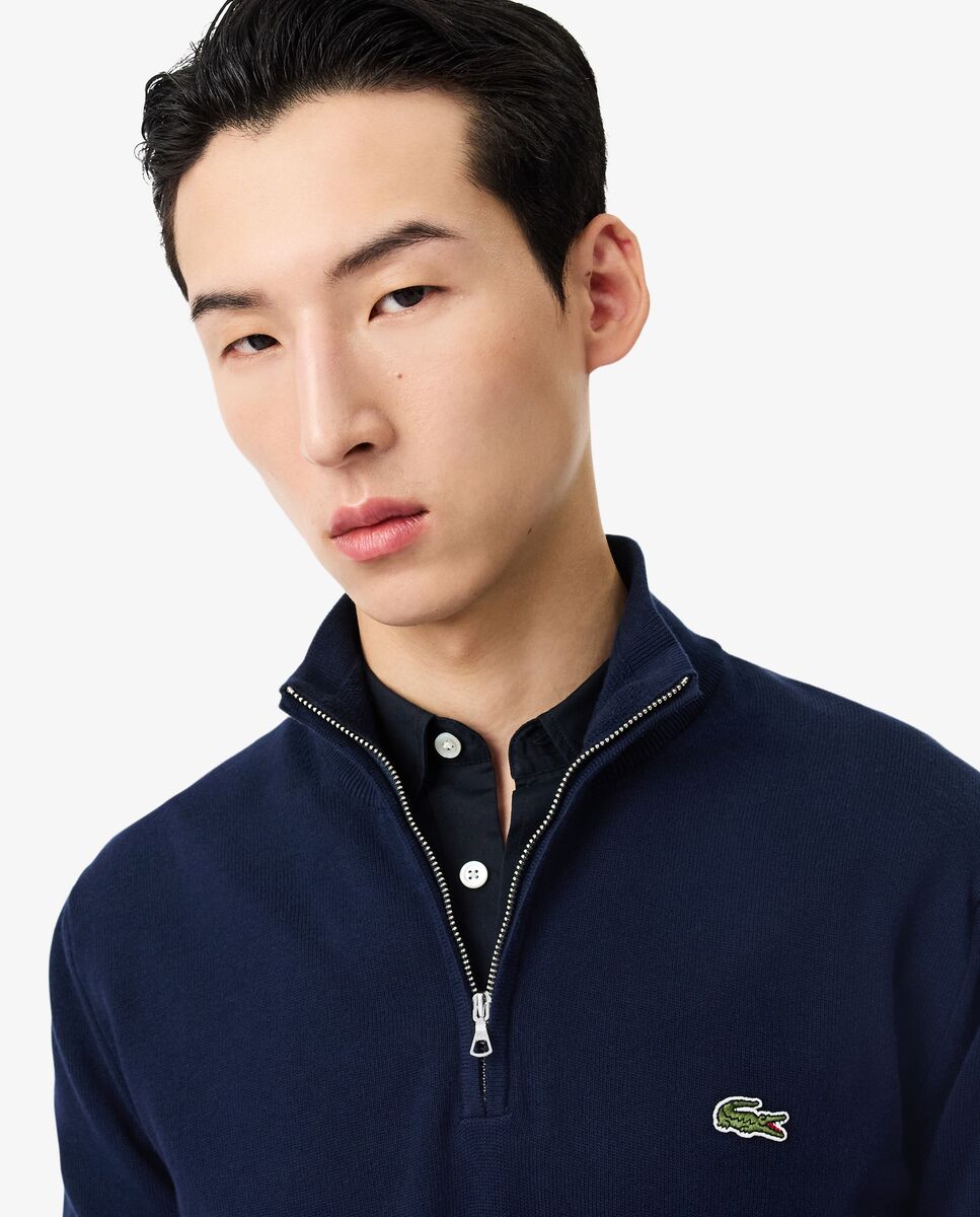Imagen 3 de Jersey de hombre de cuello alto de algodón con cremallera - Azul oscuro Azul oscuro