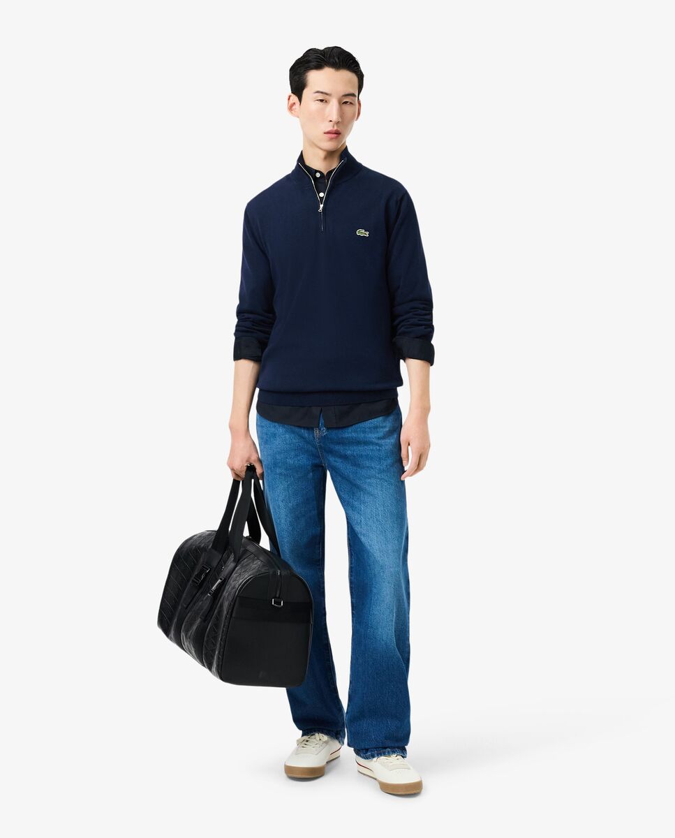Imagen 4 de Jersey de hombre de cuello alto de algodón con cremallera - Azul oscuro Azul oscuro