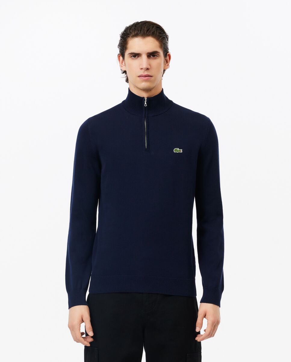 Jersey de hombre en algodón ecológico con cremallera - Lacoste - Azul oscuro Azul oscuro-1