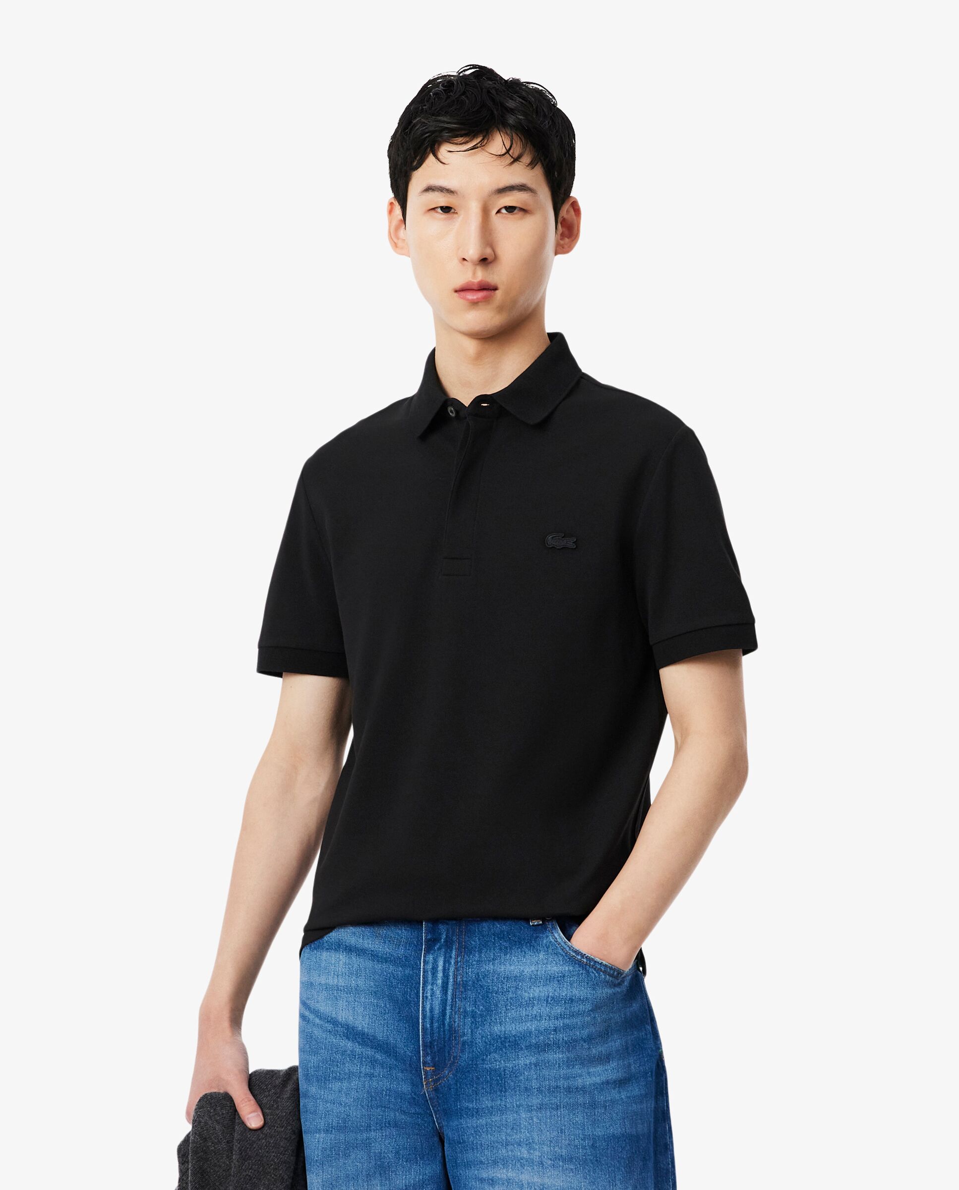 Polo de hombre de corte regular paris de piqué elástico de manga corta - Lacoste - Negro Negro-1