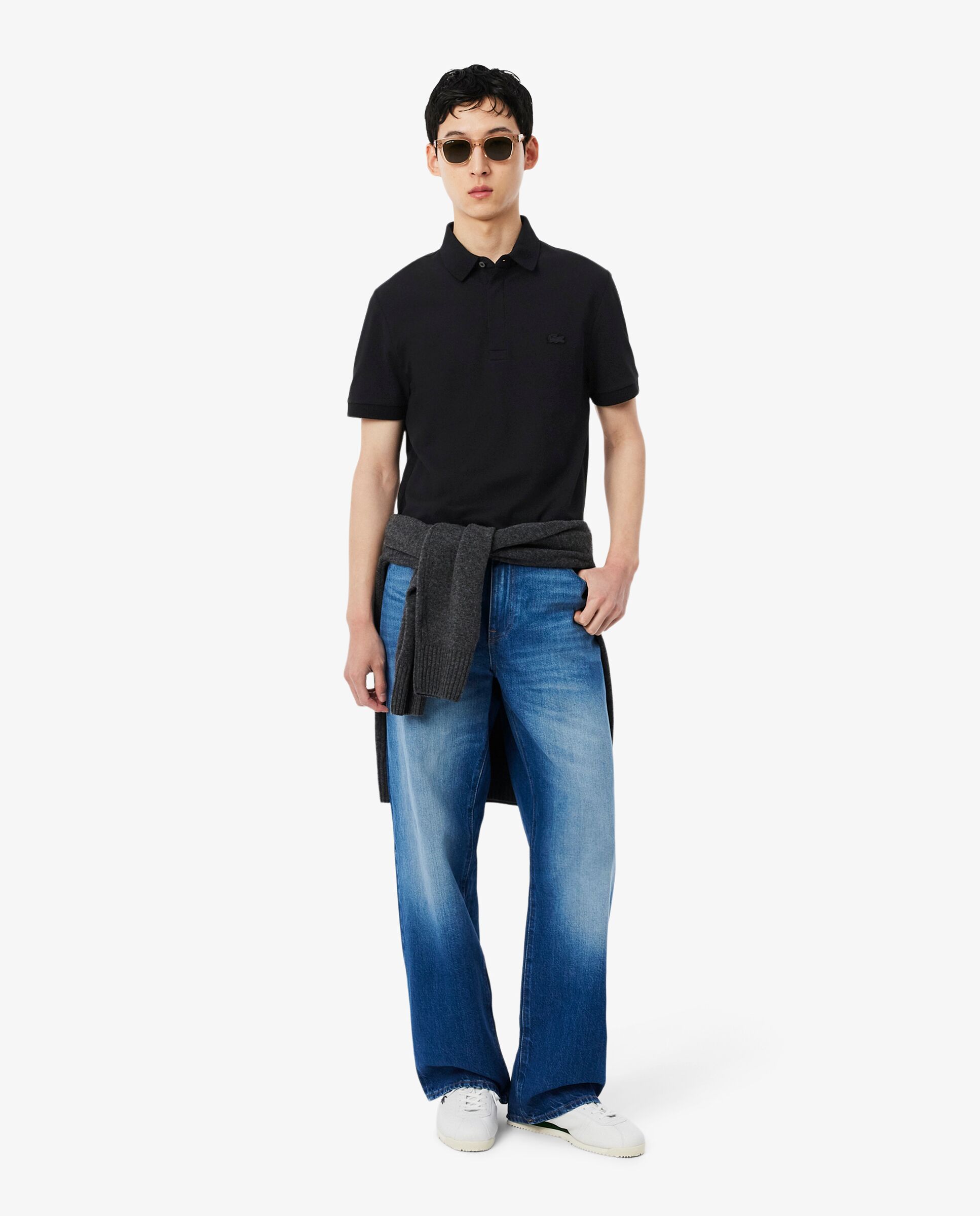 Polo de hombre de corte regular paris de piqué elástico de manga corta - Lacoste - Negro Negro-4