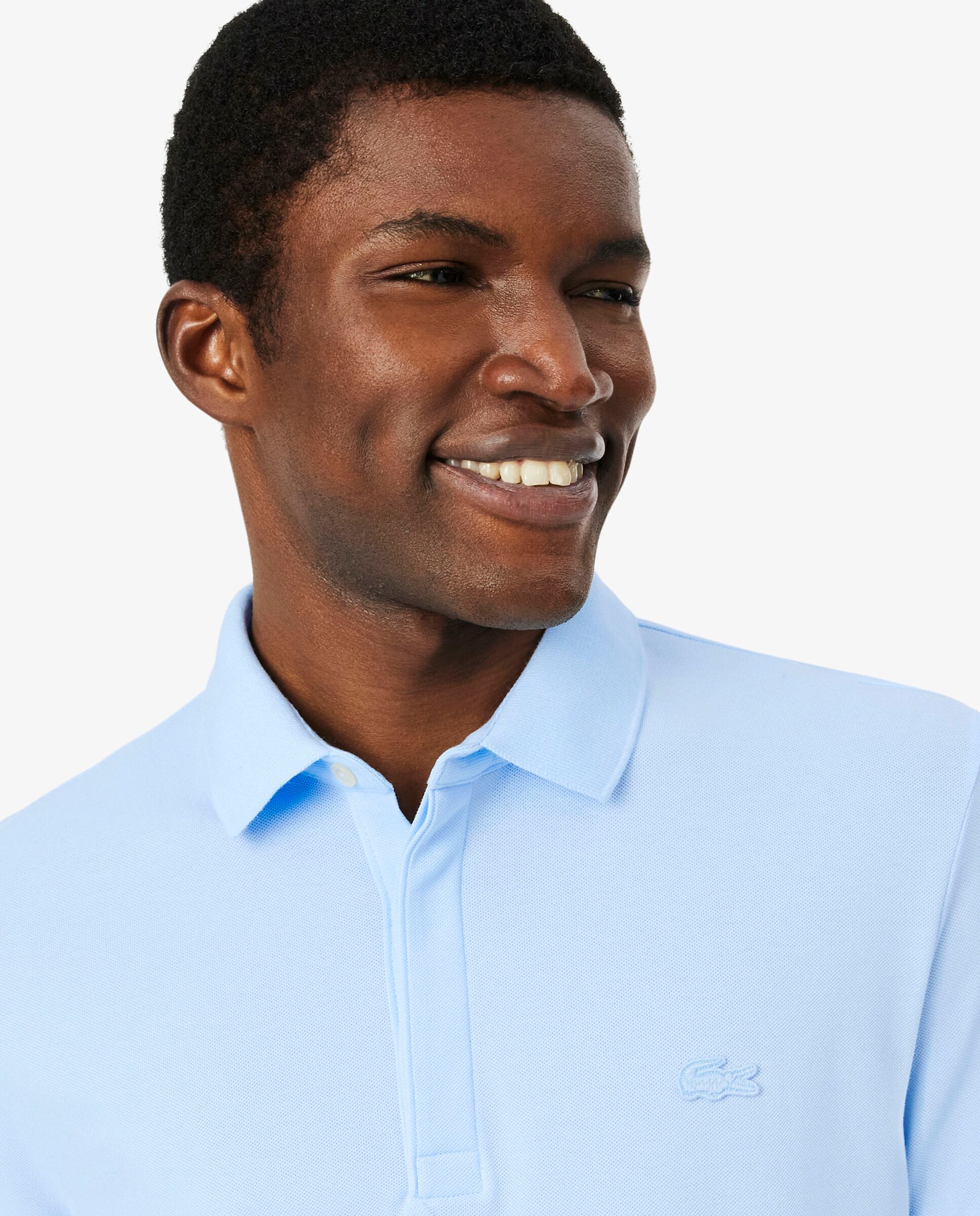 Polo de hombre de corte regular Paris de piqué elástico de manga corta - Lacoste - Azul claro Azul claro-3