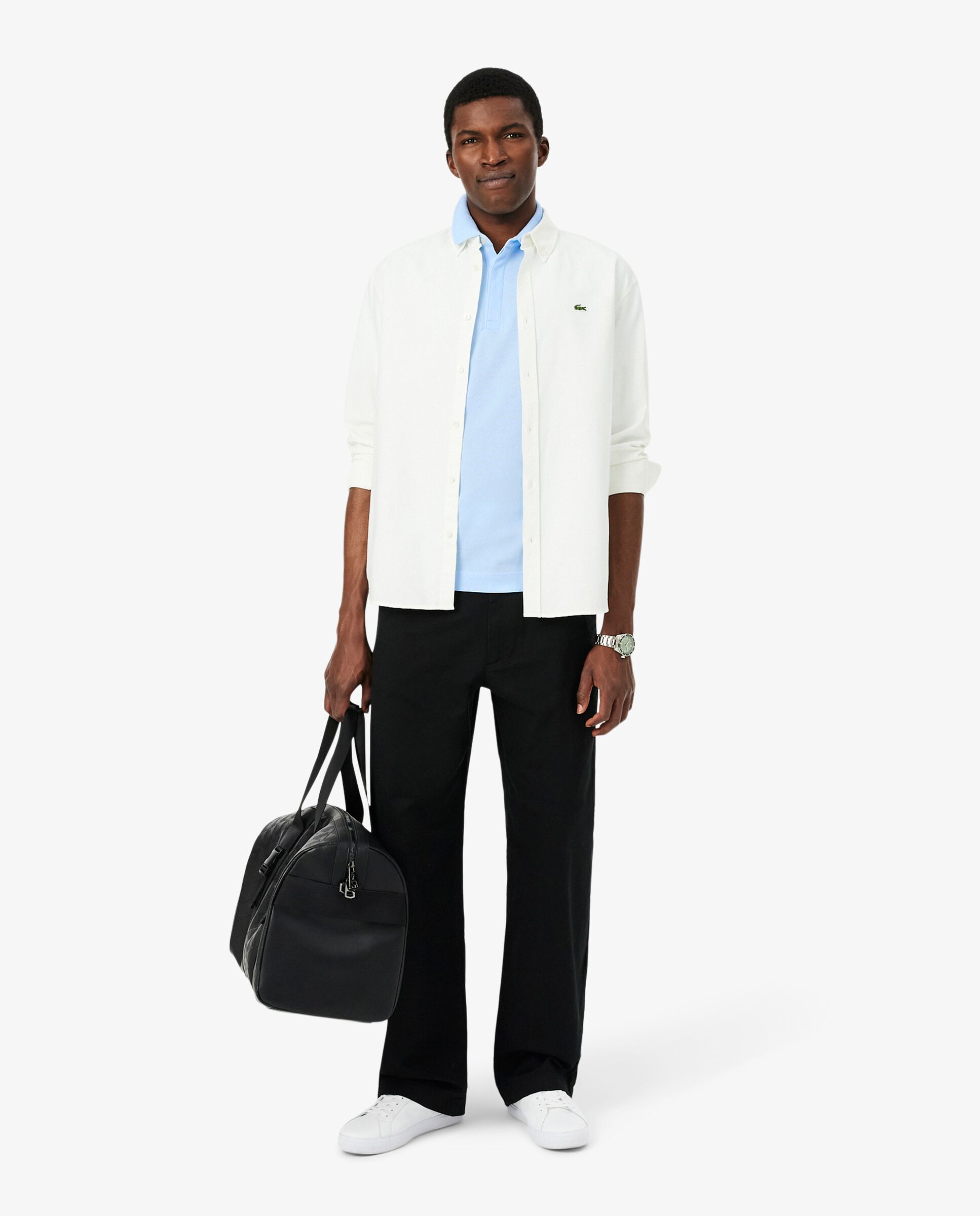 Polo de hombre de corte regular Paris de piqué elástico de manga corta - Lacoste - Azul claro Azul claro-4