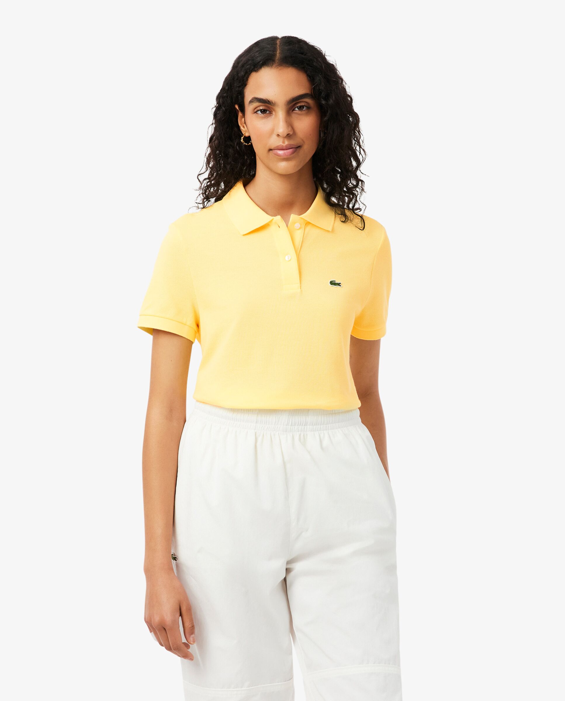 Imagen 0 de Polo de mujer de corte regular de petit piqué suave de manga corta Amarillo