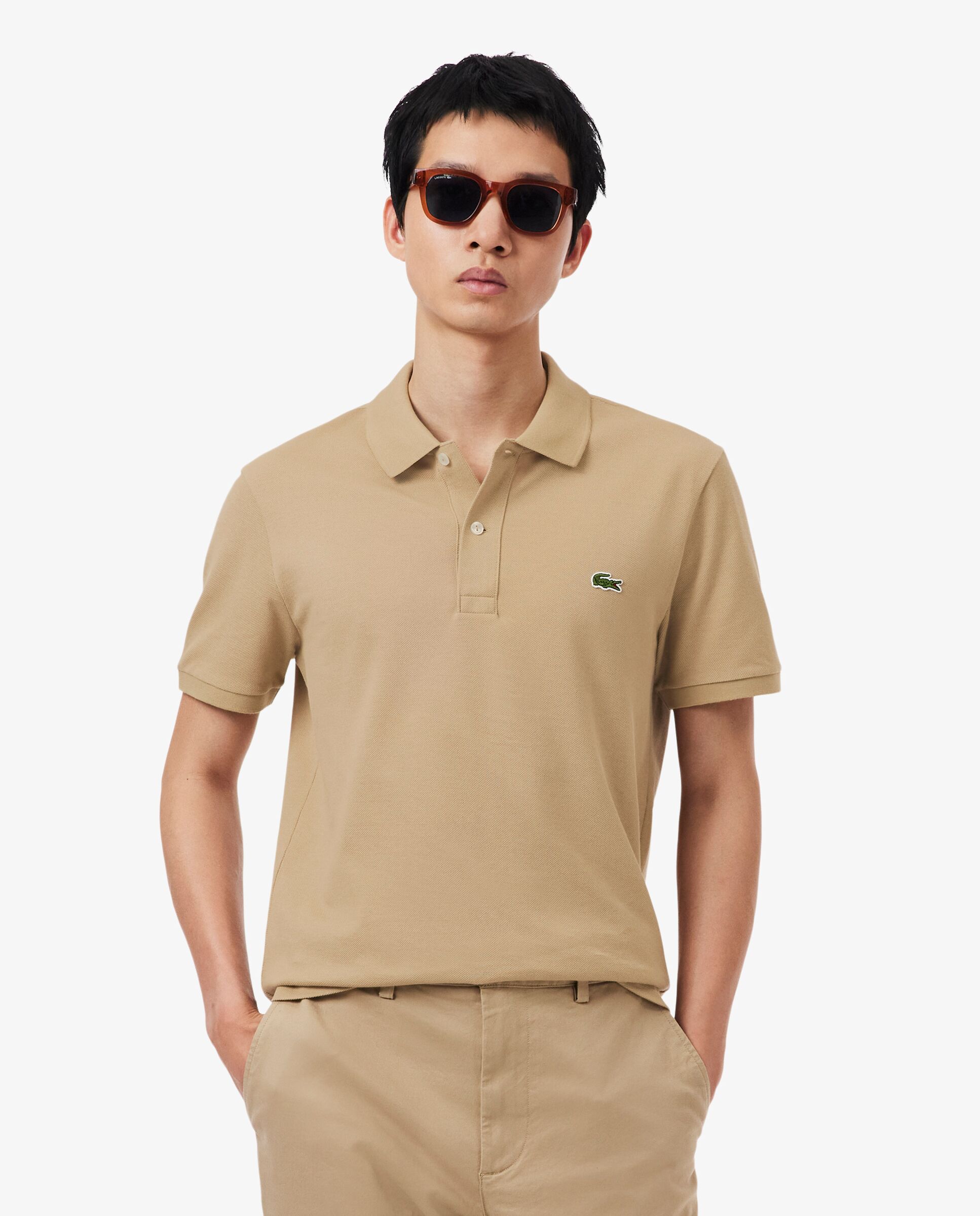 Polo de hombre de piqué de corte ajustado de manga corta - Lacoste - Beige Beige-1