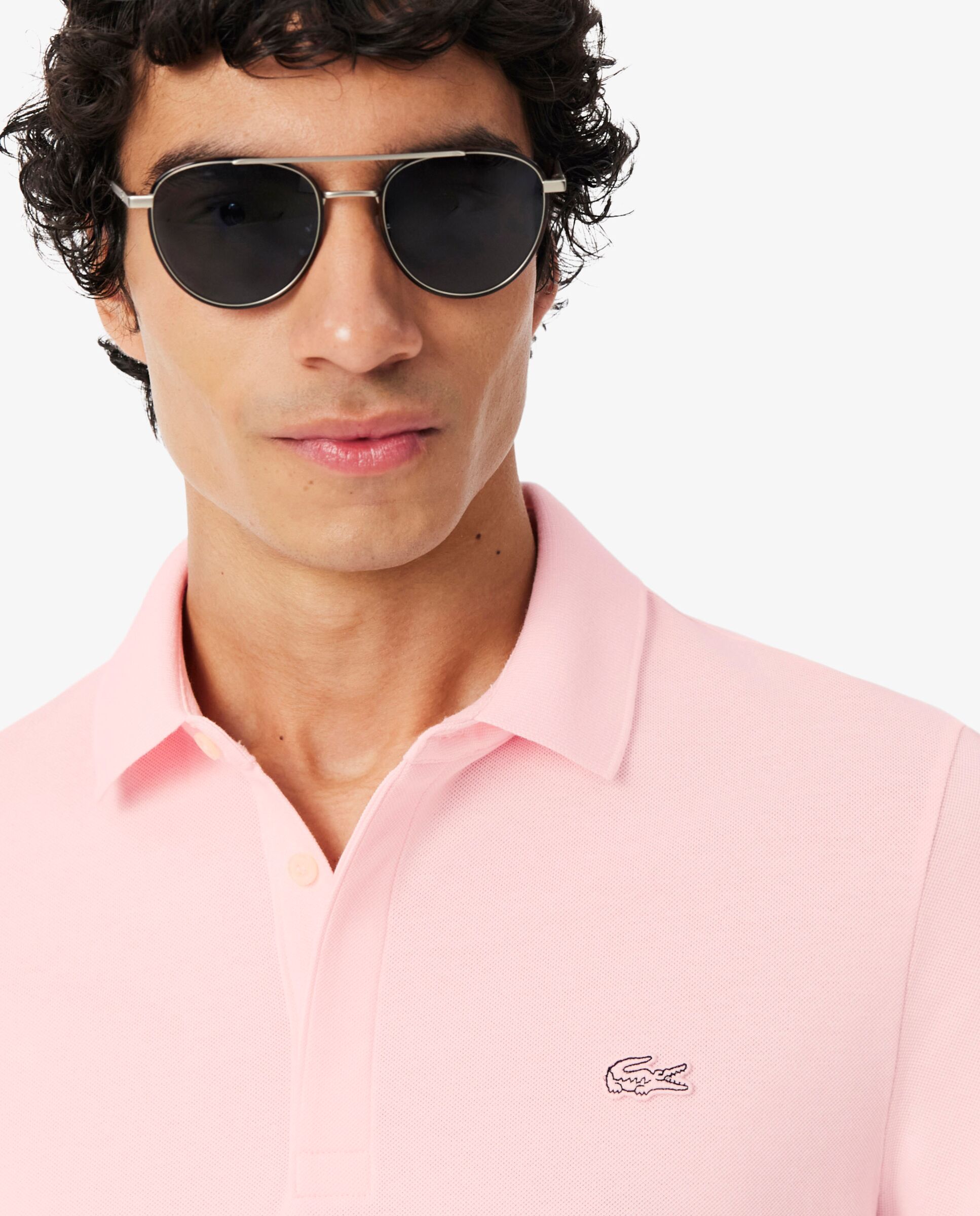 Polo de hombre de corte regular paris de piqué elástico de manga corta - Lacoste - Rosa Rosa-3