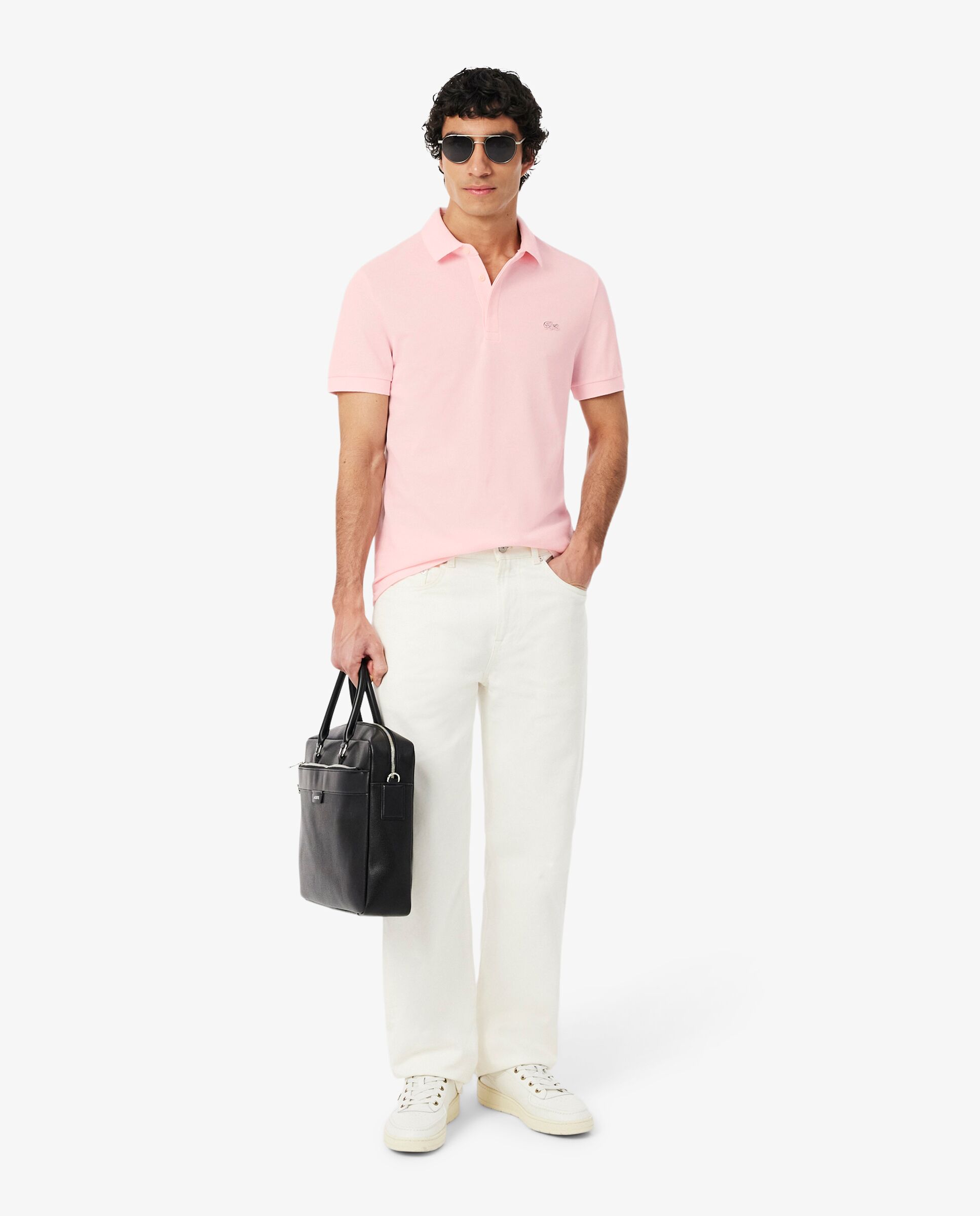 Polo de hombre de corte regular paris de piqué elástico de manga corta - Lacoste - Rosa Rosa-4