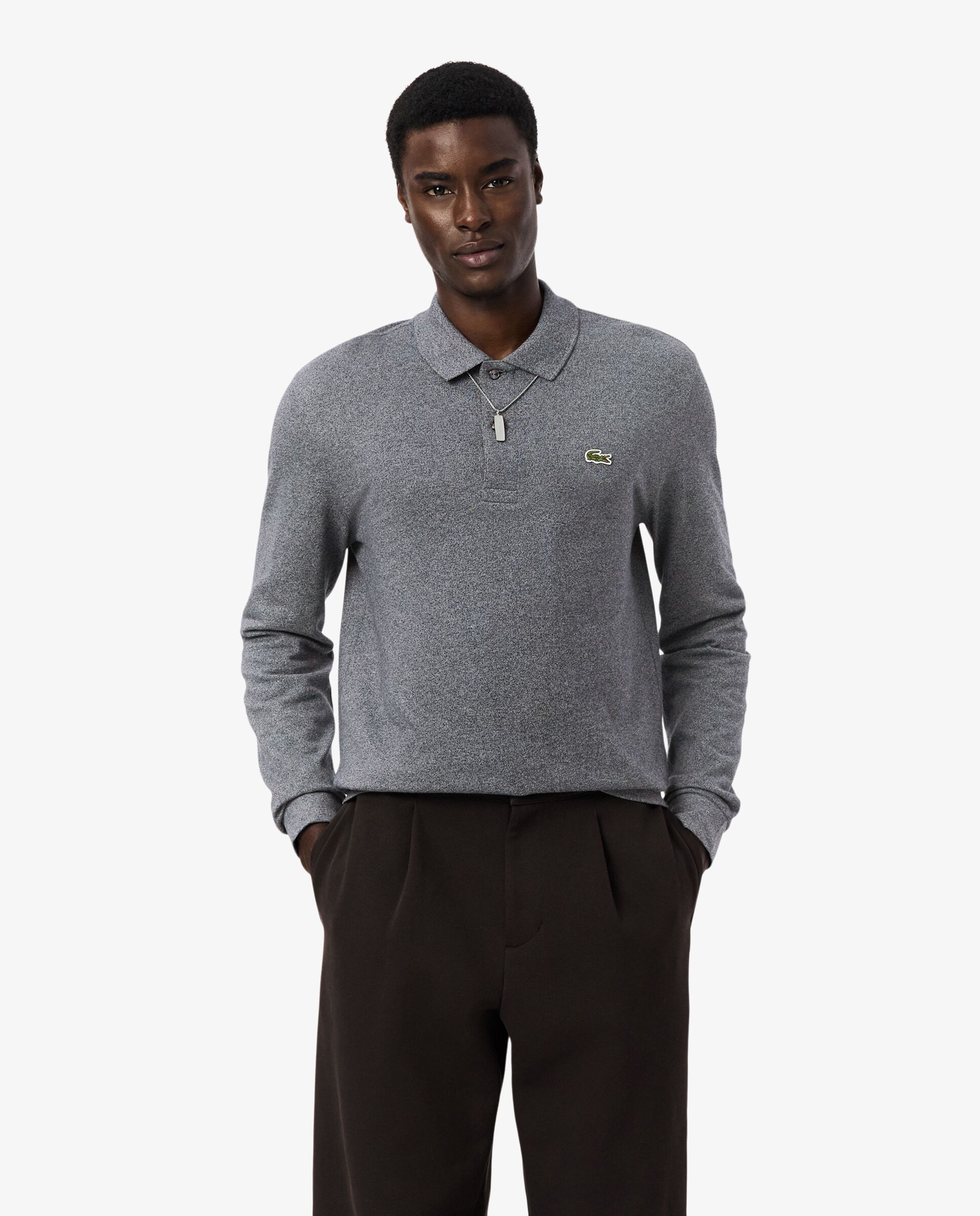 Imagen 1 de Polo de hombre de corte clásico de manga larga - Lacoste - Gris oscuro Gris oscuro