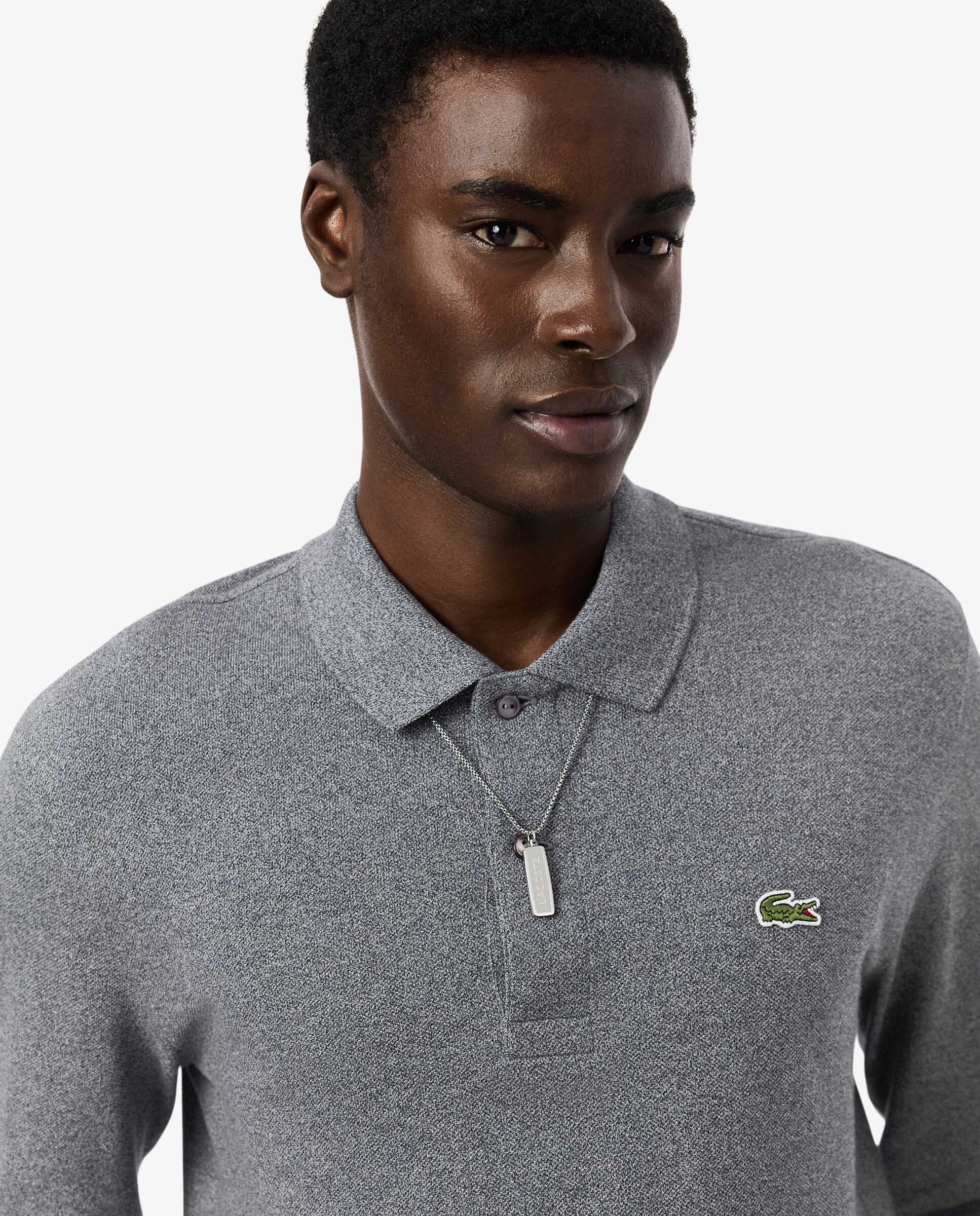 Imagen 3 de Polo de hombre de corte clásico de manga larga - Lacoste - Gris oscuro Gris oscuro