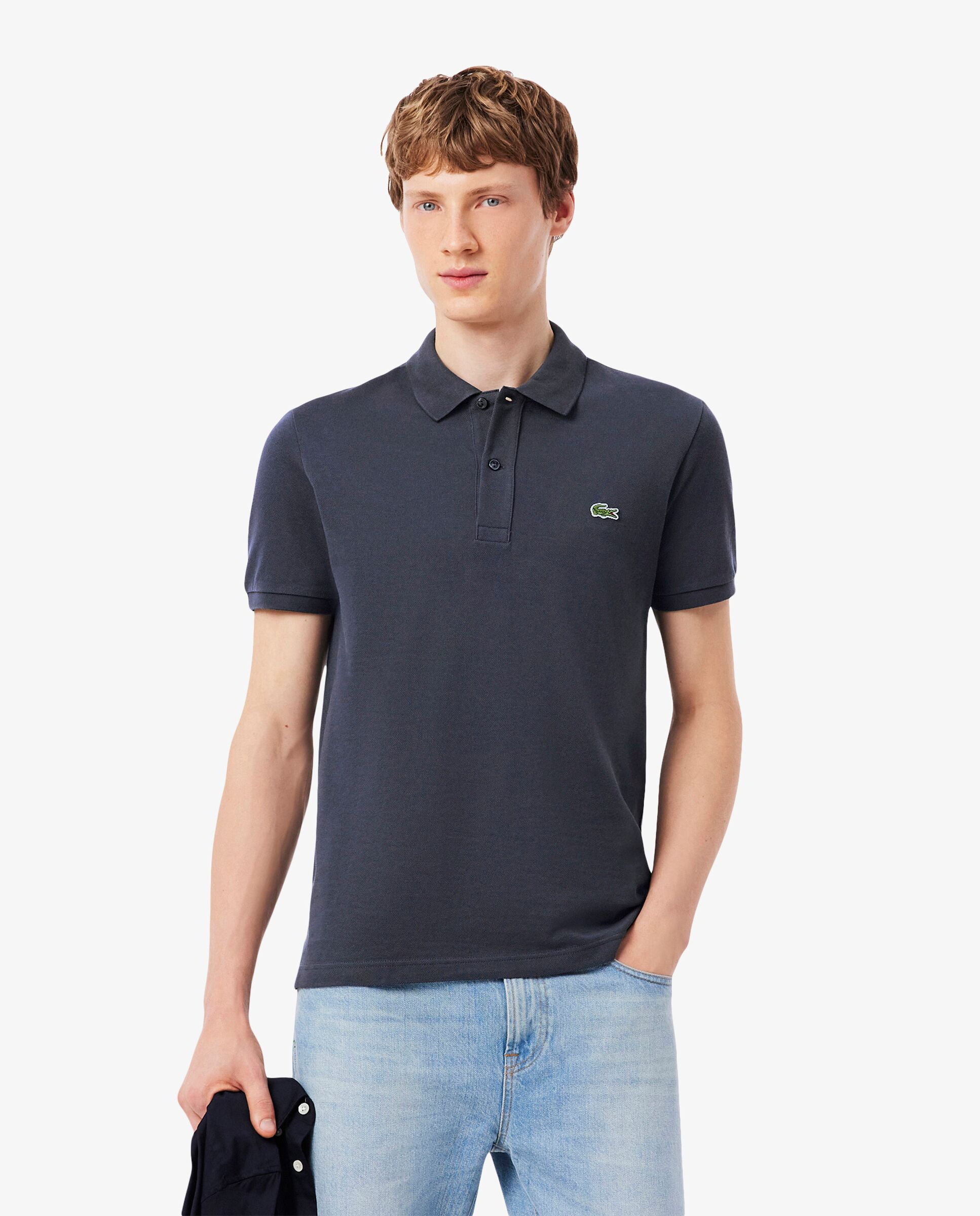Polo de hombre de piqué de corte ajustado de manga corta - Lacoste - Gris oscuro Gris oscuro-1