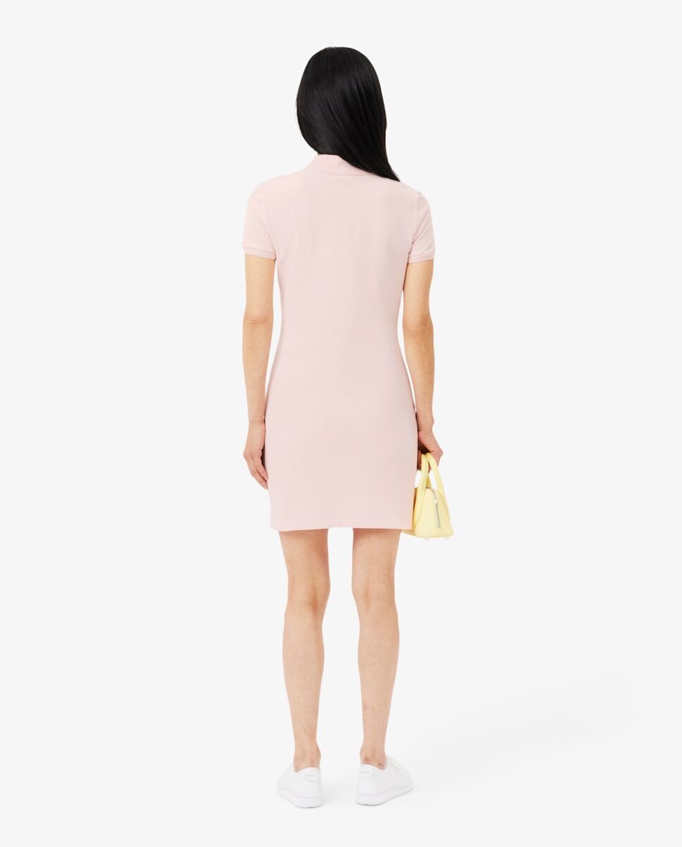 Vestido polo de piqué elástico - Lacoste - Rosa Rosa-2