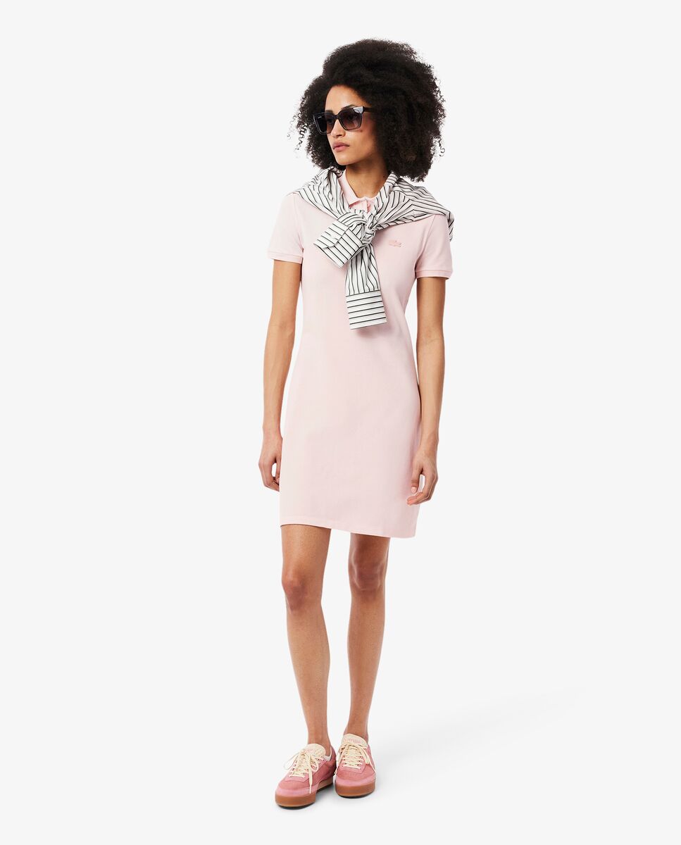 Vestido polo de piqué elástico - Lacoste - Rosa Rosa-4