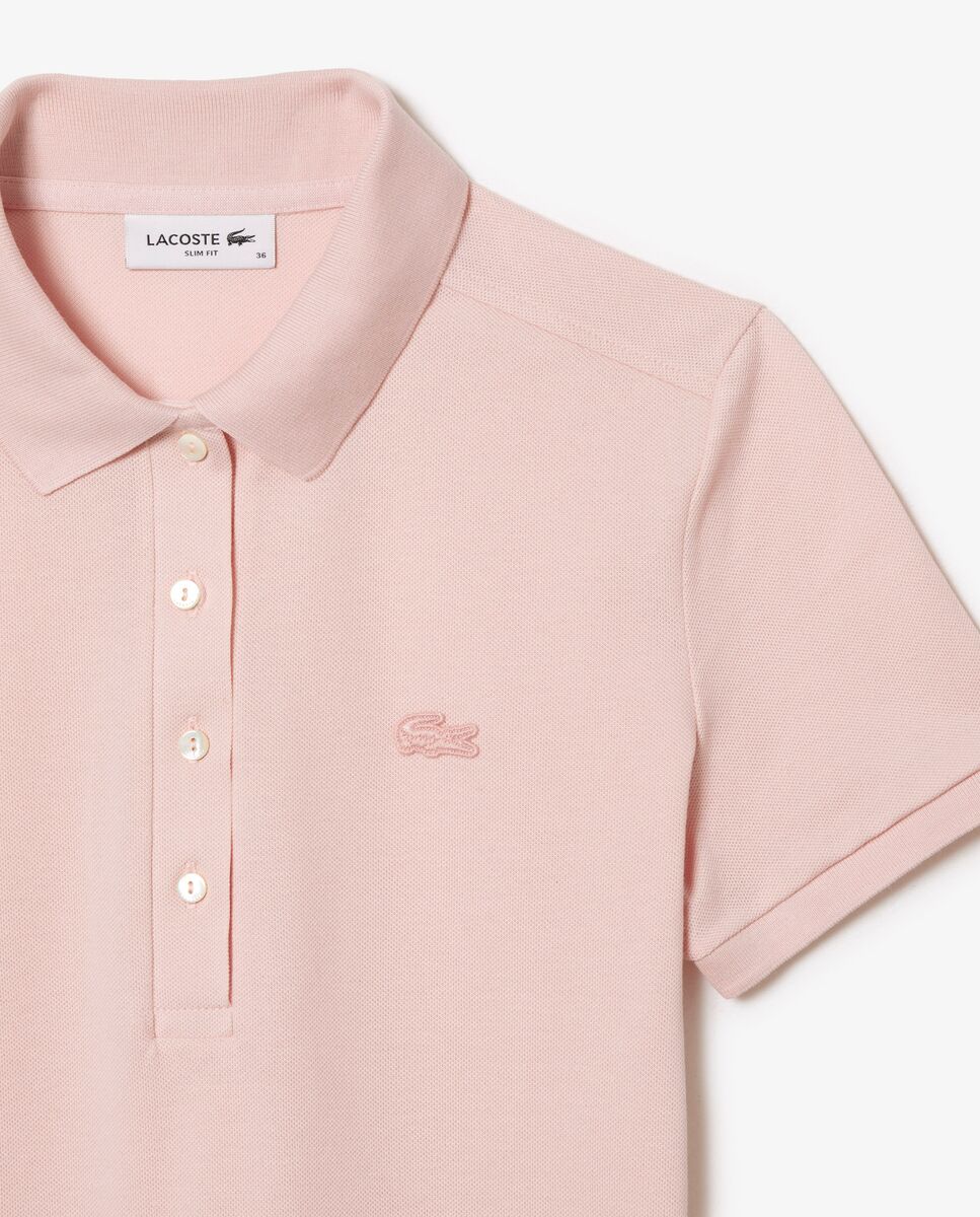 Vestido polo de piqué elástico - Lacoste - Rosa Rosa-5