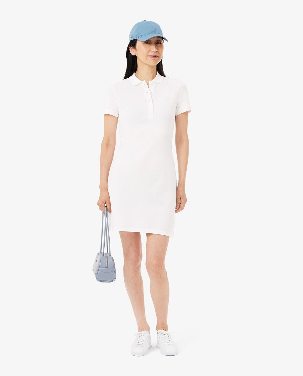 Vestido polo de piqué elástico - Lacoste - Blanco Blanco-1