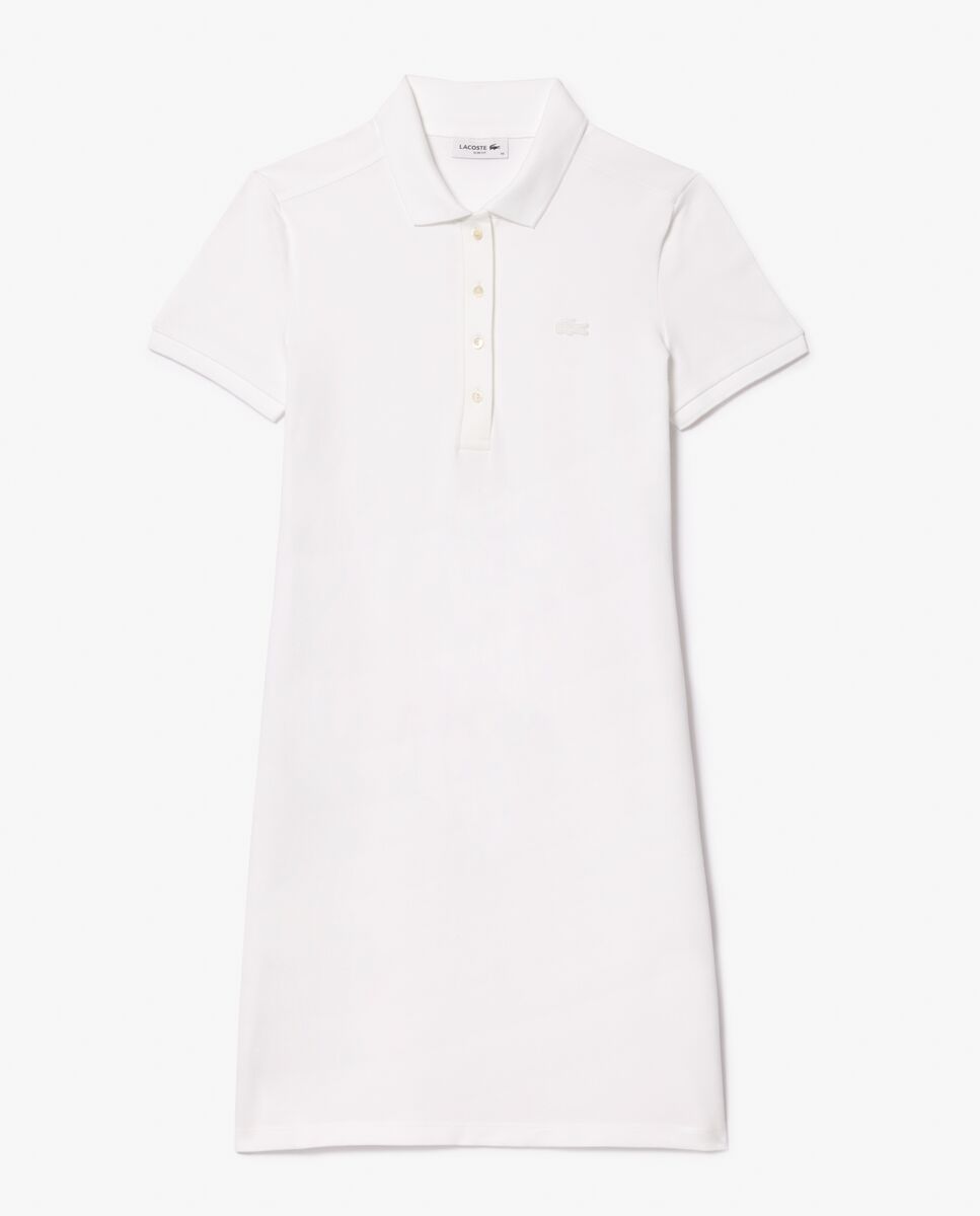 Vestido polo de piqué elástico - Lacoste - Blanco Blanco-6