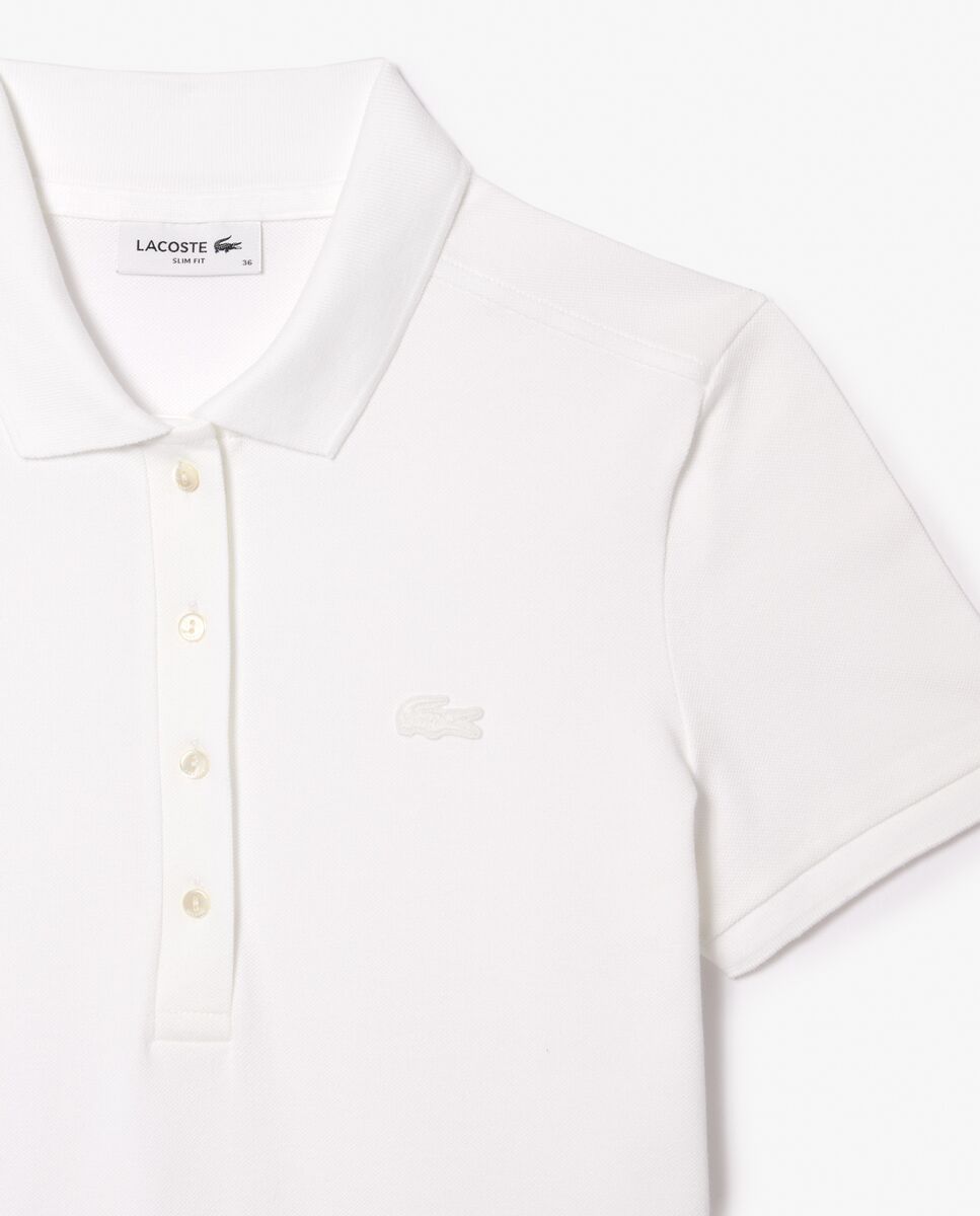 Vestido polo de piqué elástico - Lacoste - Blanco Blanco-5