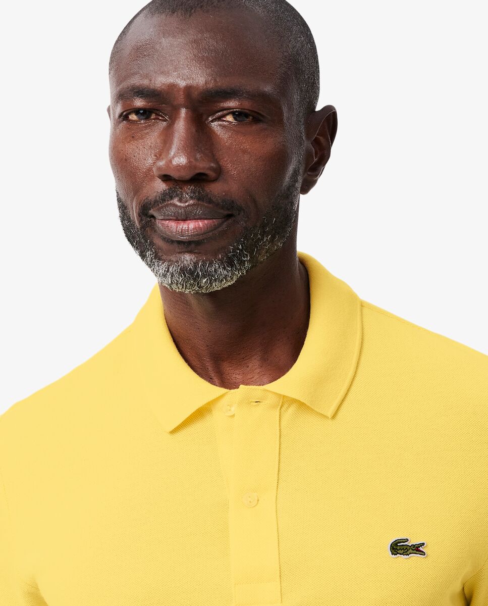 Polo de hombre de piqué de corte ajustado de manga corta - Mostaza Mostaza-3