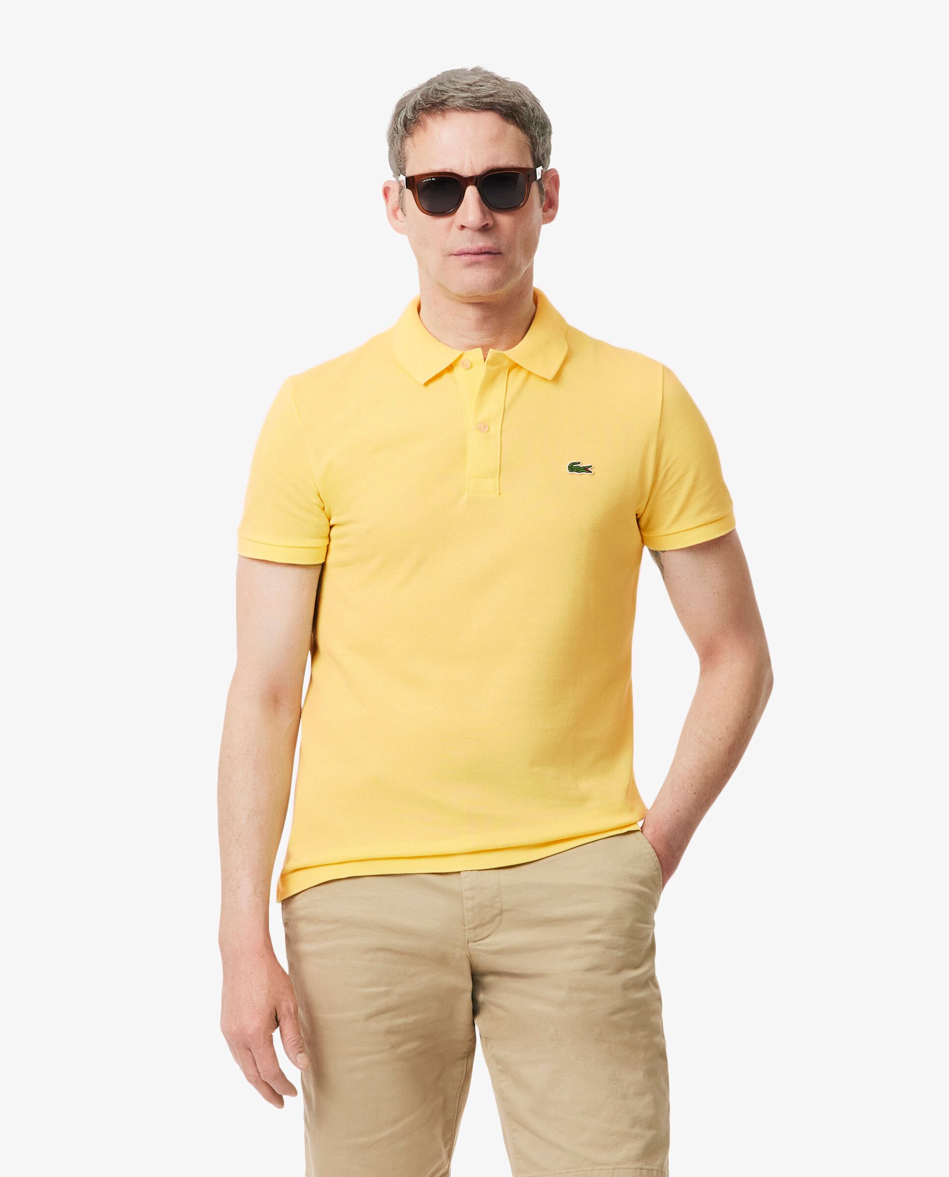 Polo de hombre de piqué de corte ajustado de manga corta - Lacoste - Amarillo Amarillo-1