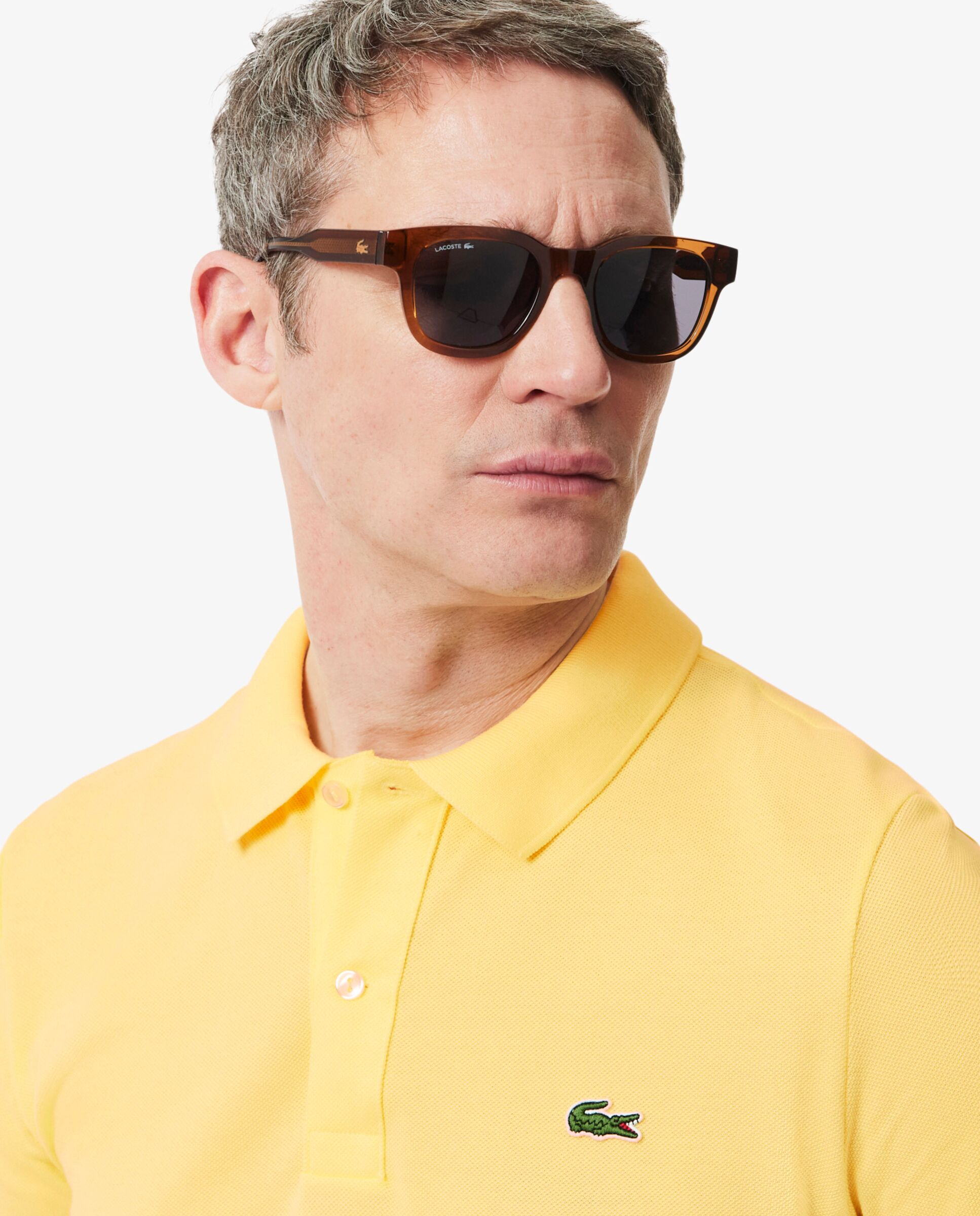 Polo de hombre de piqué de corte ajustado de manga corta - Lacoste - Amarillo Amarillo-3