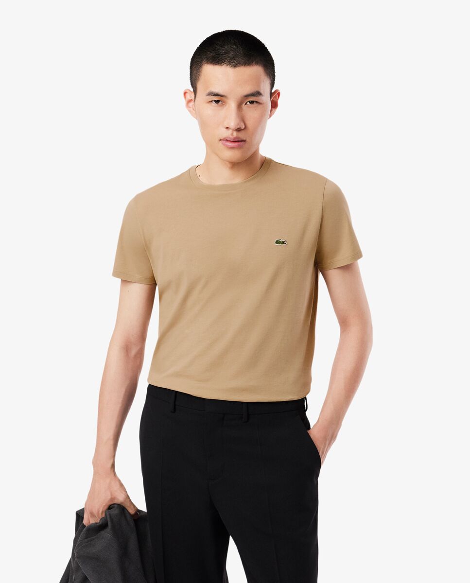Imagen 0 de Camiseta de hombre de algodón pima de manga corta Marrón claro