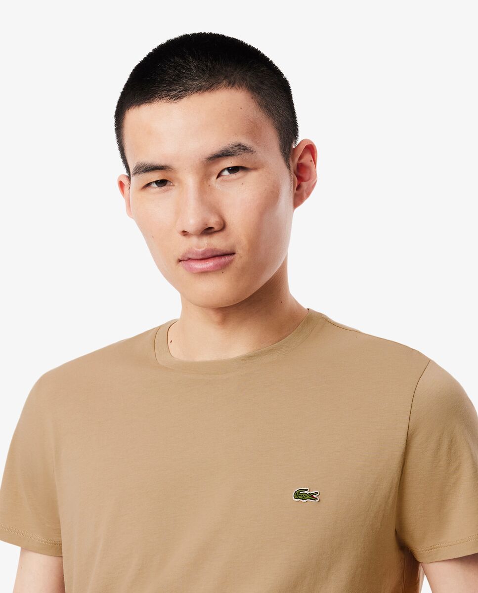 Camiseta de hombre de algodón pima de manga corta - Lacoste - Marrón claro Marrón claro-3