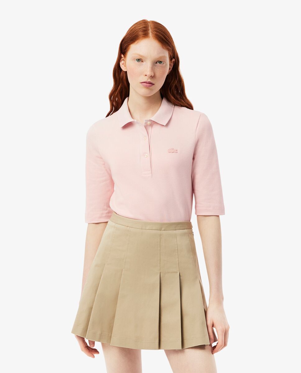 Polo de mujer de manga francesa de corte ajustado - Lacoste - Rosa Rosa-1