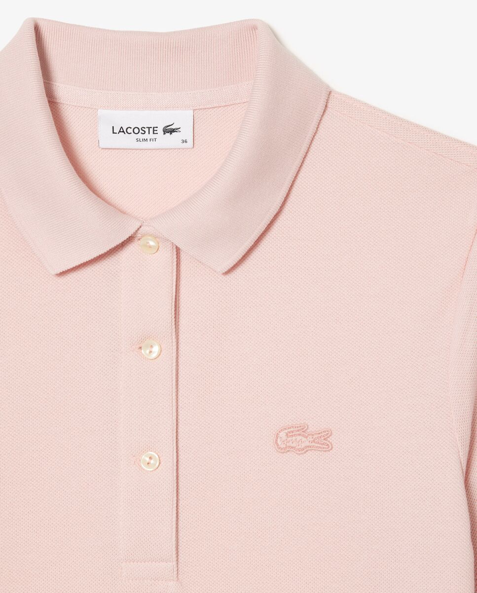 Polo de mujer de manga francesa de corte ajustado - Lacoste - Rosa Rosa-5