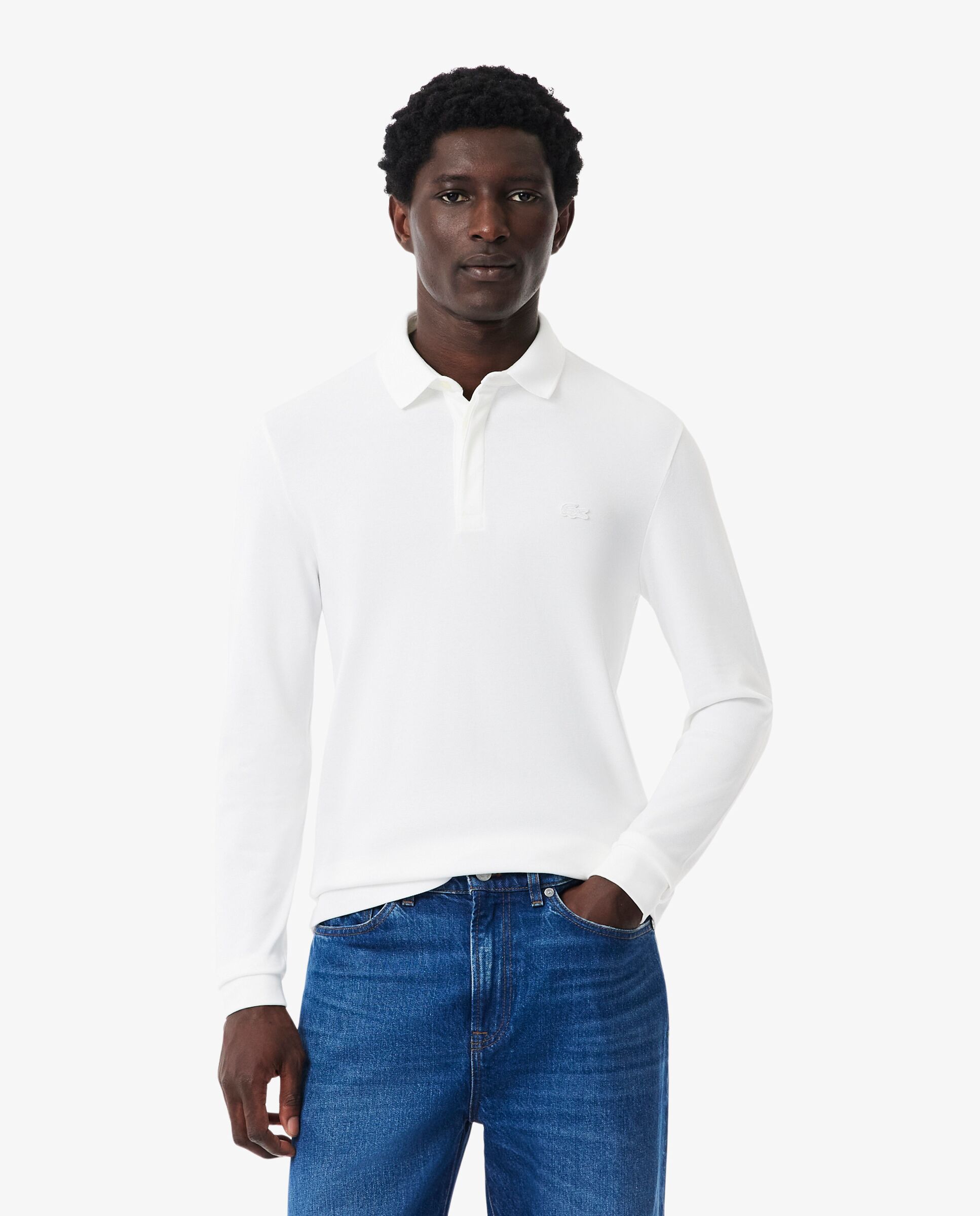 Polo de hombre de corte regular paris de piqué elástico de manga corta - Lacoste - Blanco Blanco-1