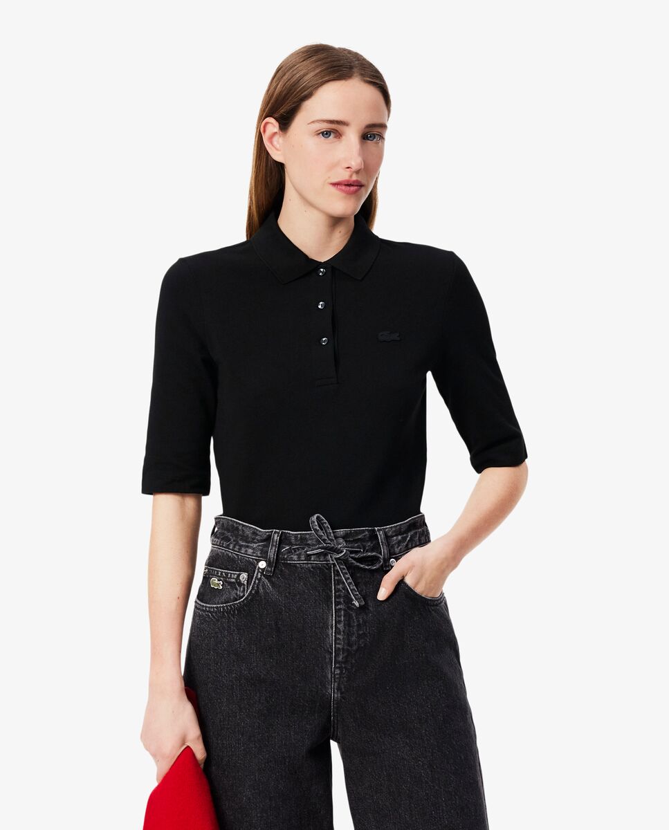 Polo de mujer de manga francesa de corte ajustado - Lacoste - Negro Negro-1
