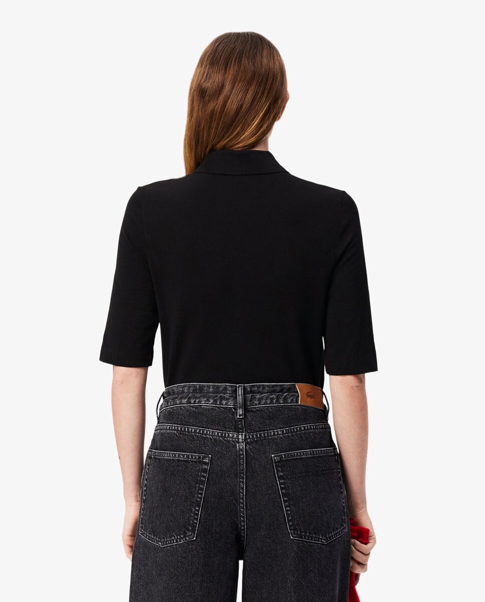 Polo de mujer de manga francesa de corte ajustado - Lacoste - Negro Negro-2