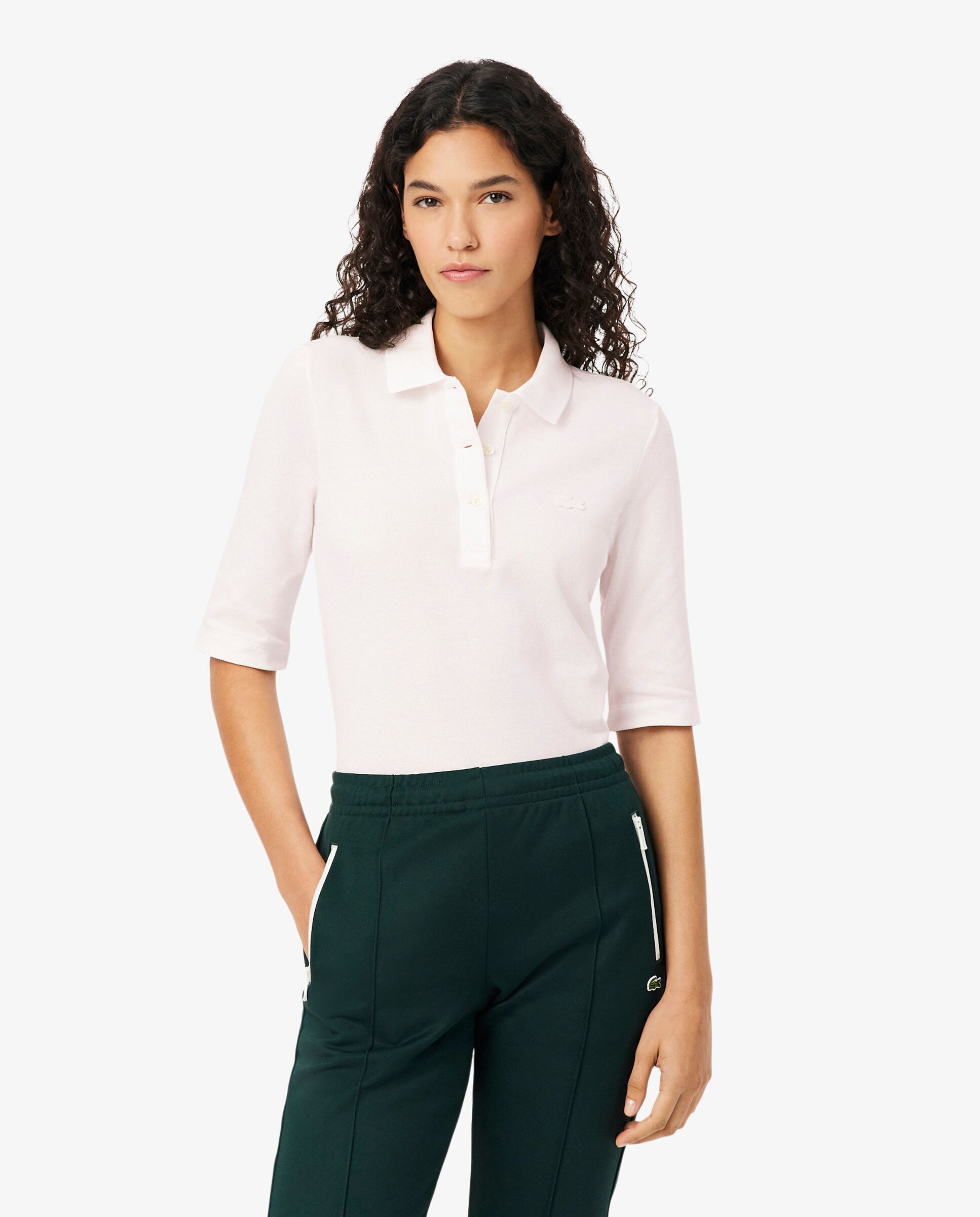 Polo de mujer de manga francesa de corte ajustado - Lacoste - Blanco Blanco-1
