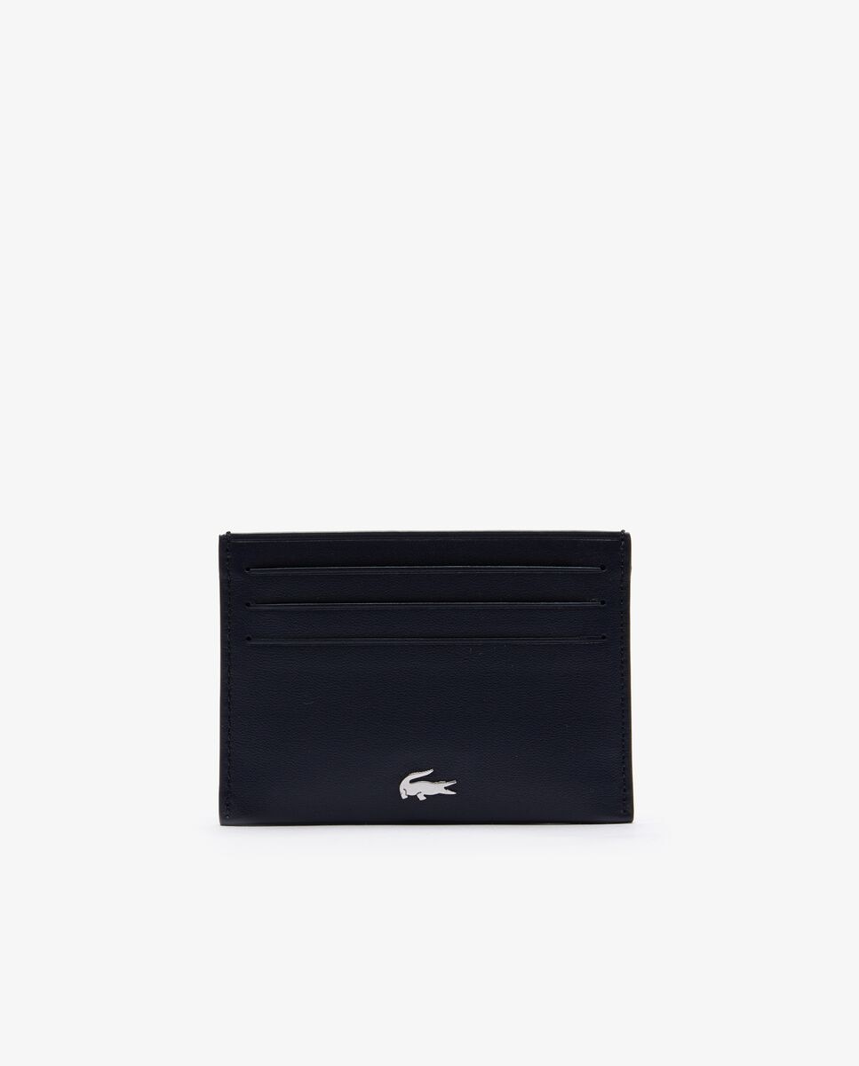 Tarjetero de piel en azul marino con ranura superior - Lacoste - Azul marino Azul marino-1
