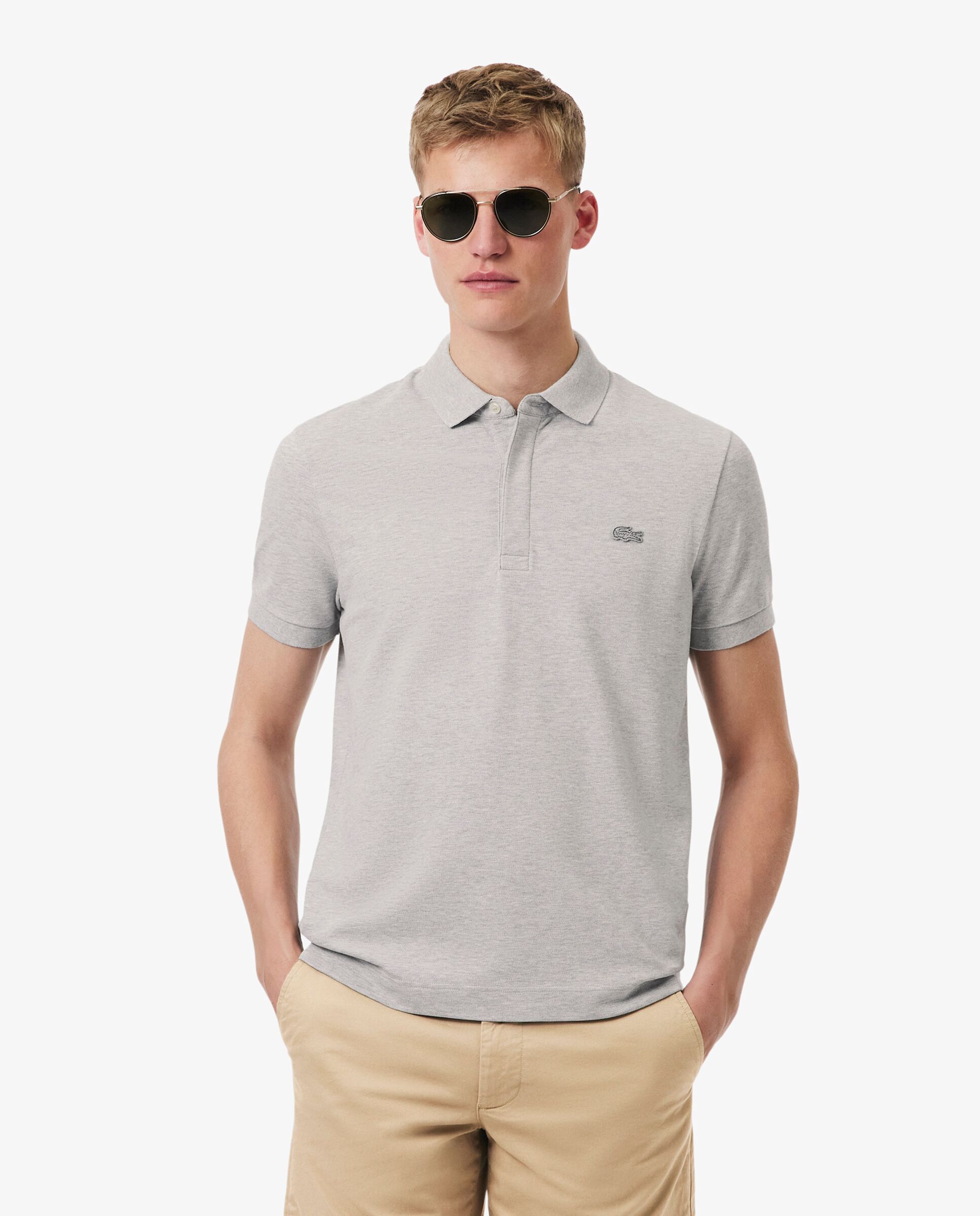 Polo de hombre de corte regular paris de piqué elástico de manga corta - Lacoste - Gris oscuro Gris oscuro-1