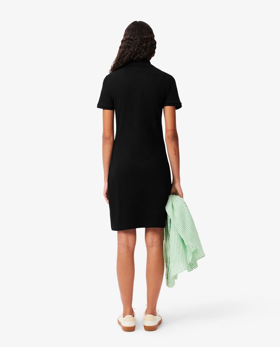 Vestido de mujer de corte ajustado de mini piqué elástico de manga corta - Lacoste - Negro Negro-2