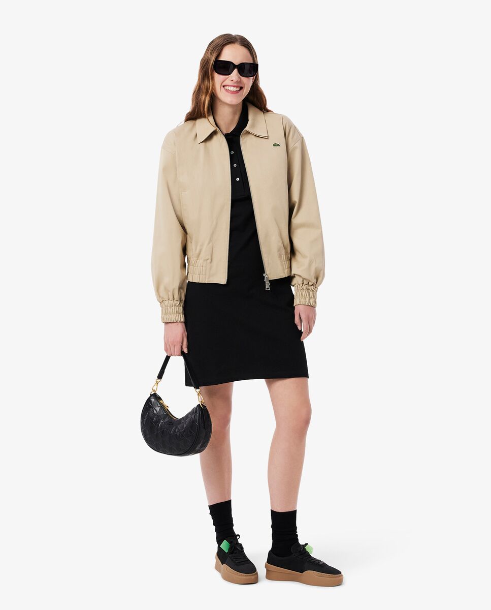 Vestido de mujer de corte ajustado de mini piqué elástico de manga corta - Lacoste - Negro Negro-4