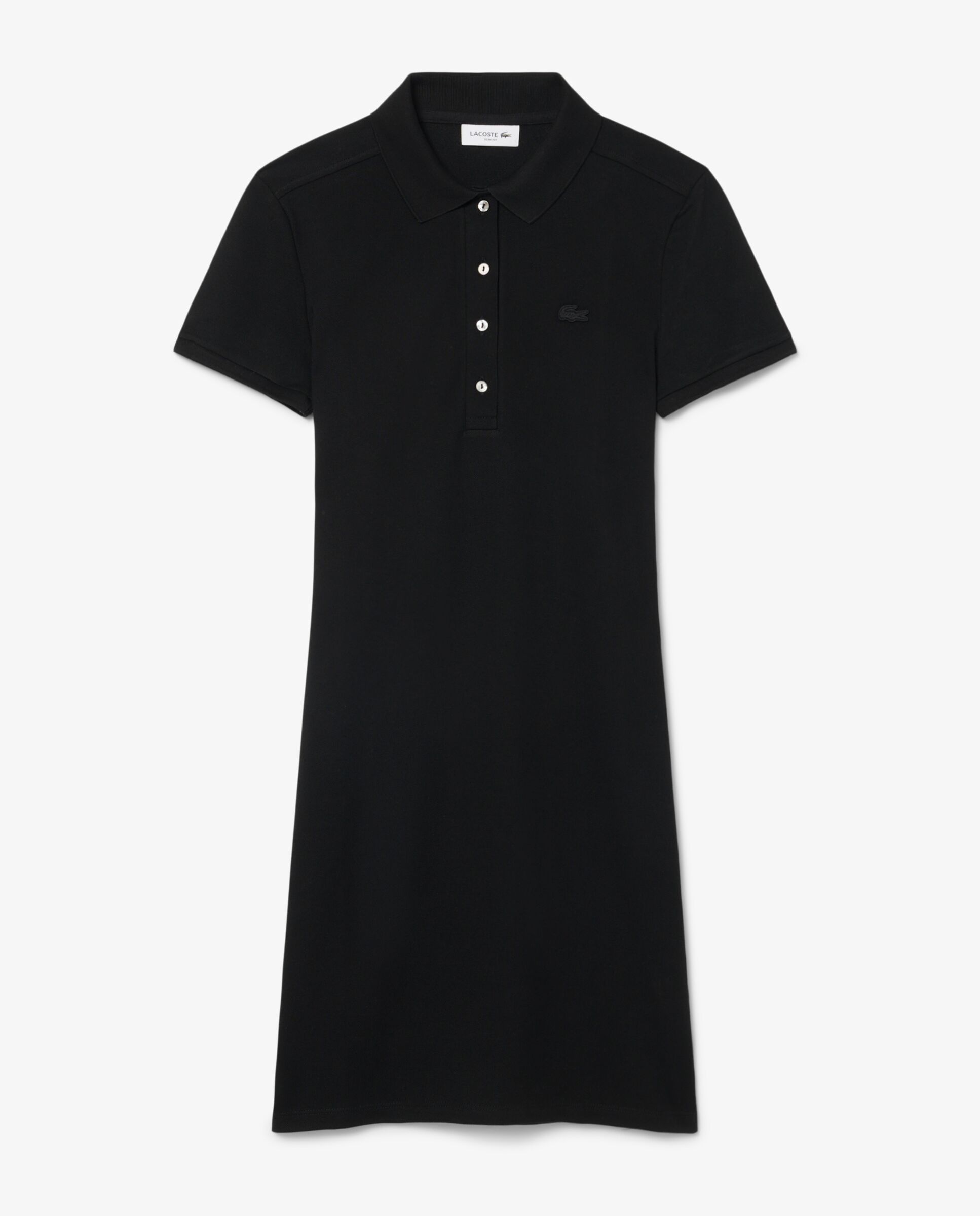 Vestido de mujer de corte ajustado de mini piqué elástico de manga corta - Lacoste - Negro Negro-6