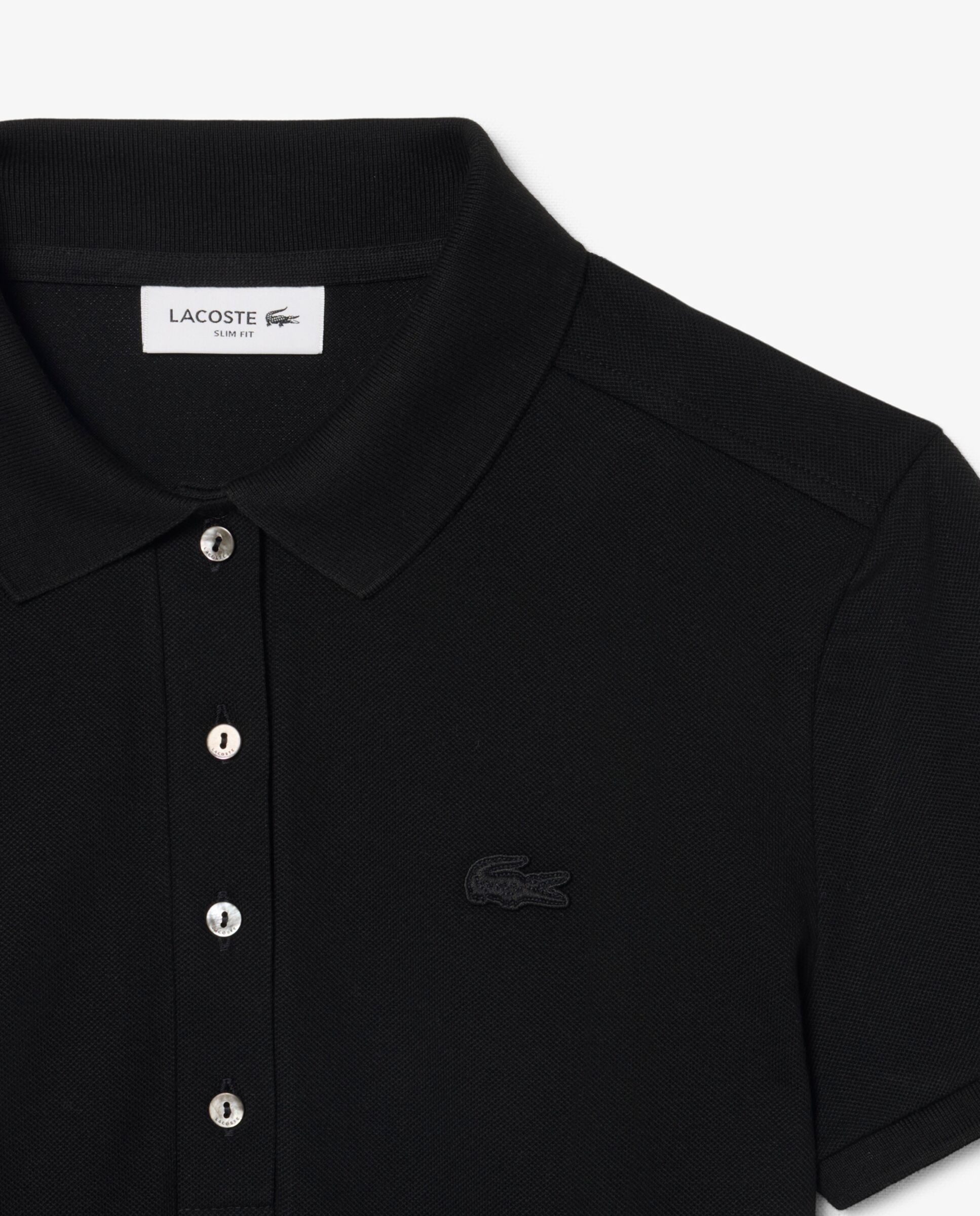Vestido de mujer de corte ajustado de mini piqué elástico de manga corta - Lacoste - Negro Negro-5