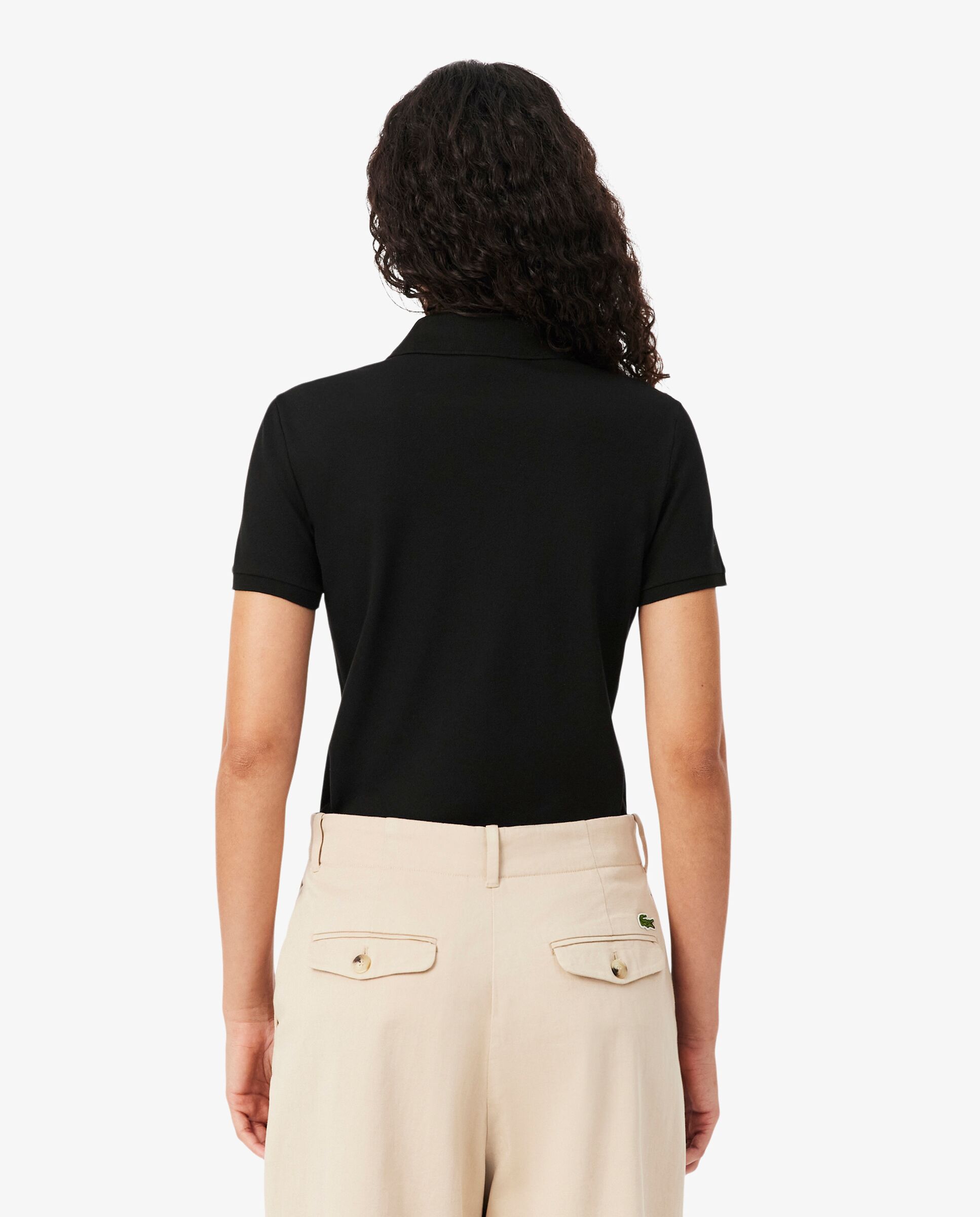 Polo de mujer en piqué de algodón stretch de manga corta - Lacoste - Negro Negro-2