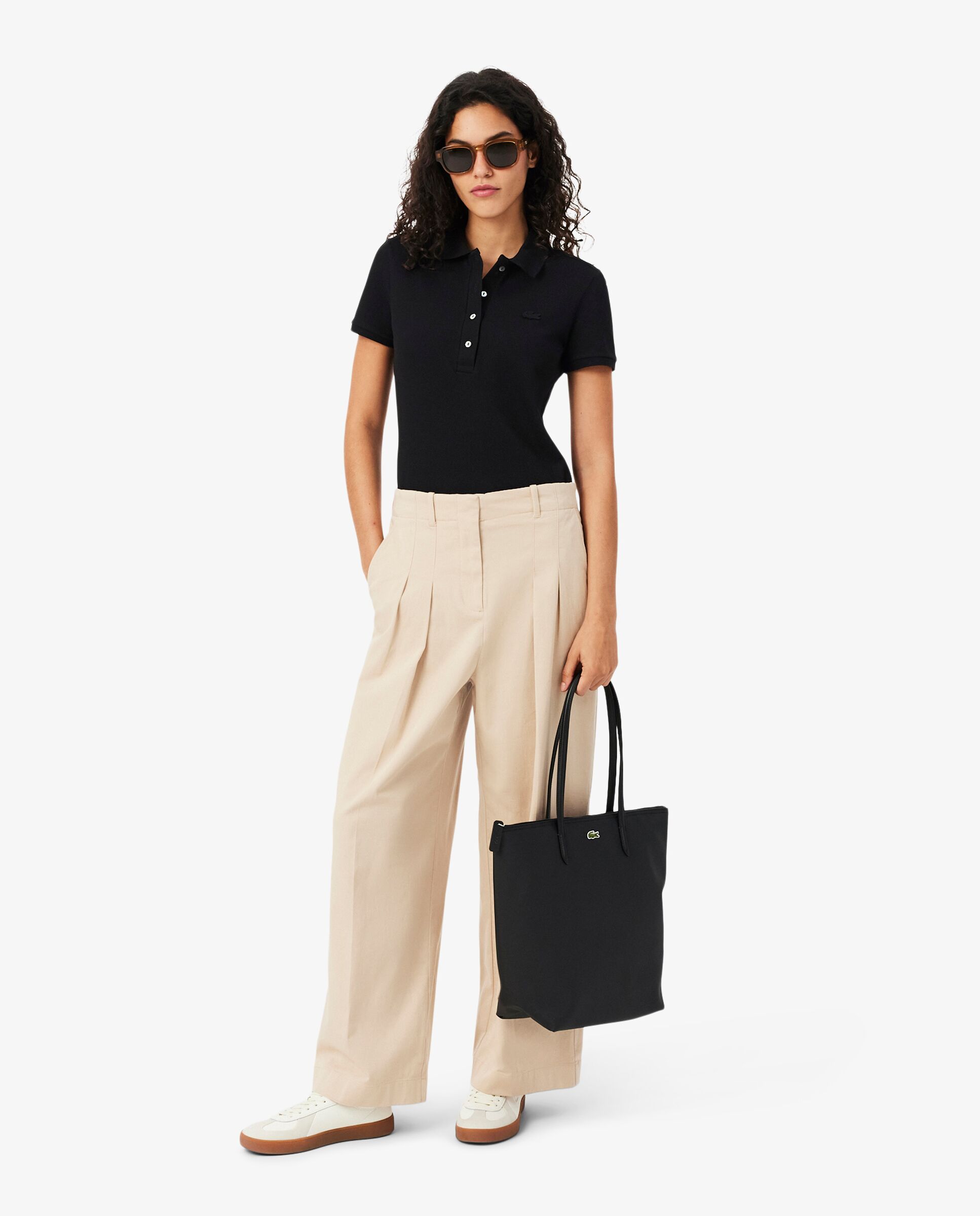 Polo de mujer en piqué de algodón stretch de manga corta - Lacoste - Negro Negro-4