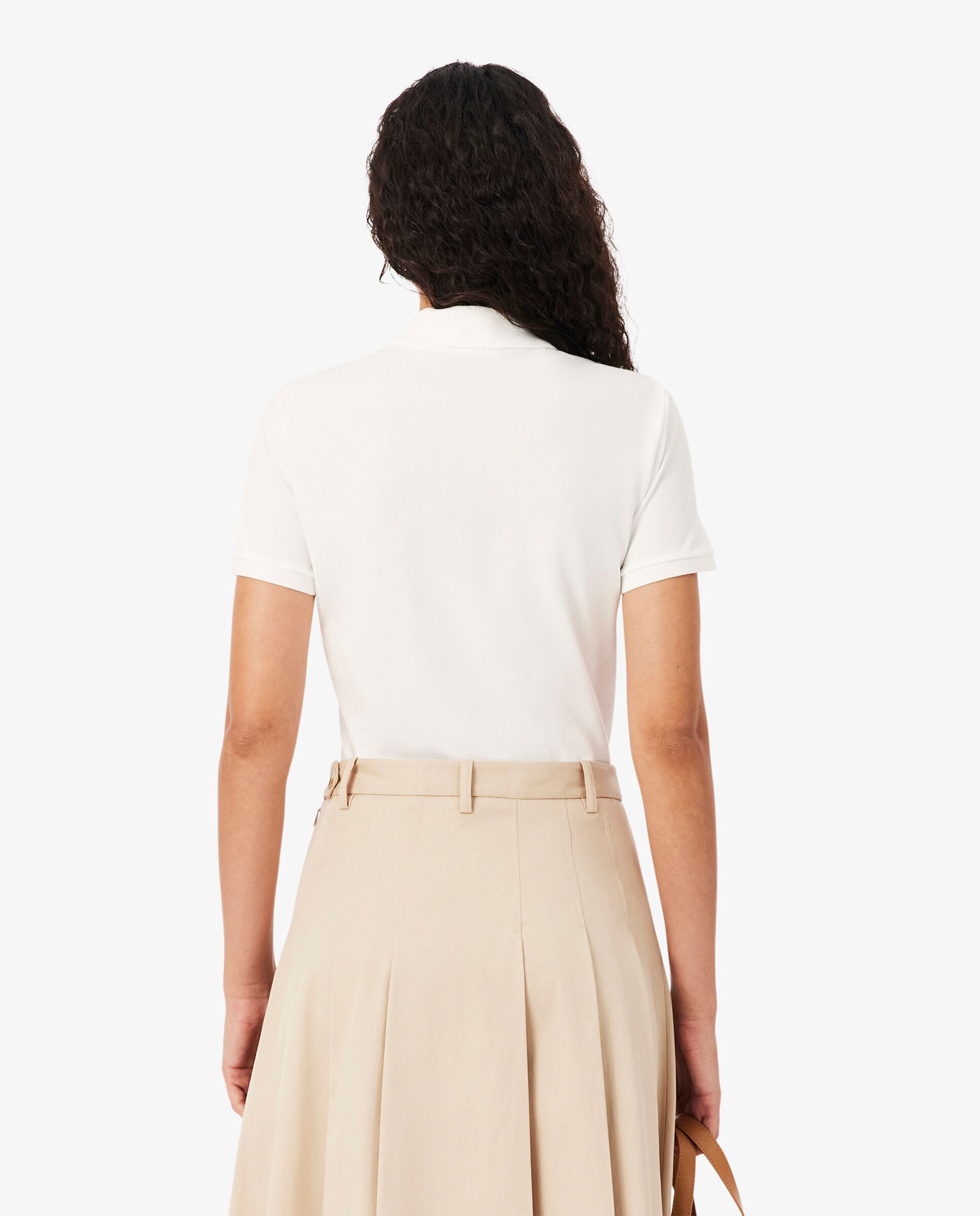 Polo de mujer en piqué de algodón stretch de manga corta - Lacoste - Blanco Blanco-2