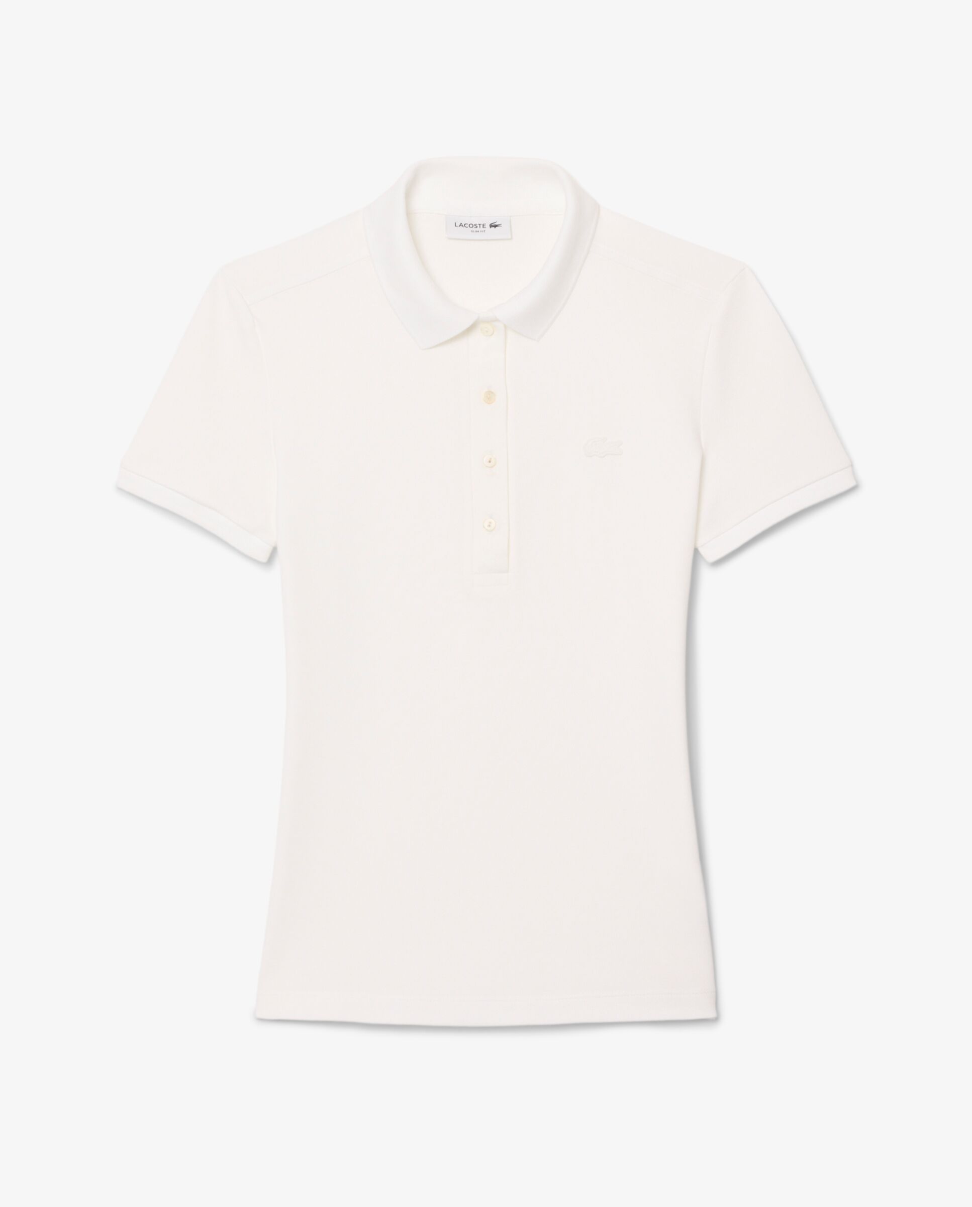 Polo de mujer en piqué de algodón stretch de manga corta - Lacoste - Blanco Blanco-6