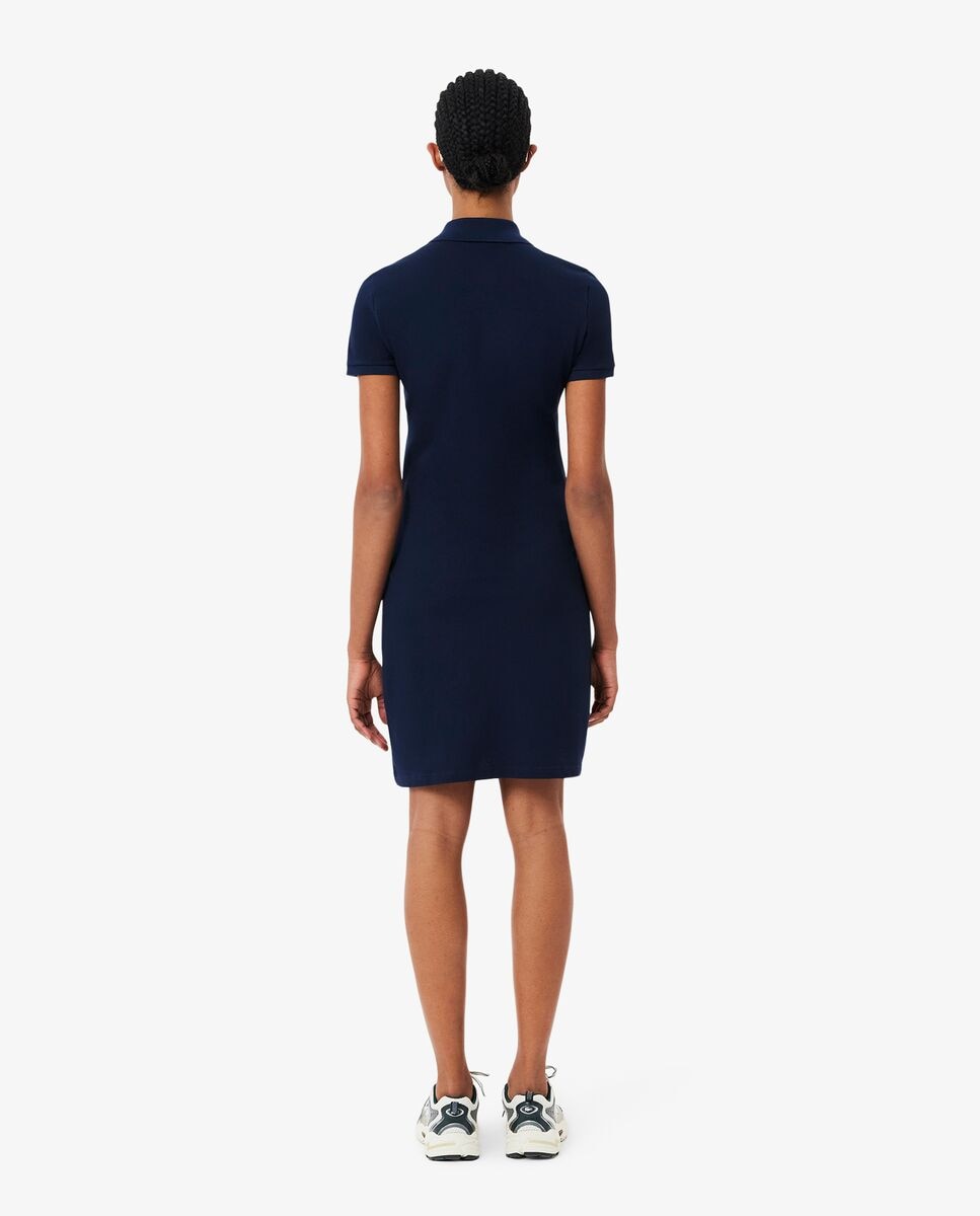 Vestido de mujer de corte ajustado de mini piqué elástico de manga corta - Lacoste - Azul marino Azul marino-2