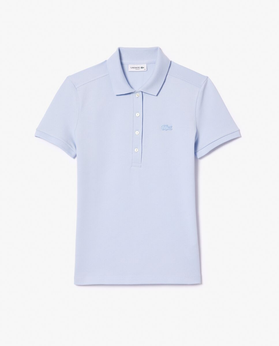 Polo de mujer en piqué de algodón stretch de manga corta - Lacoste - Azul celeste Azul celeste-1