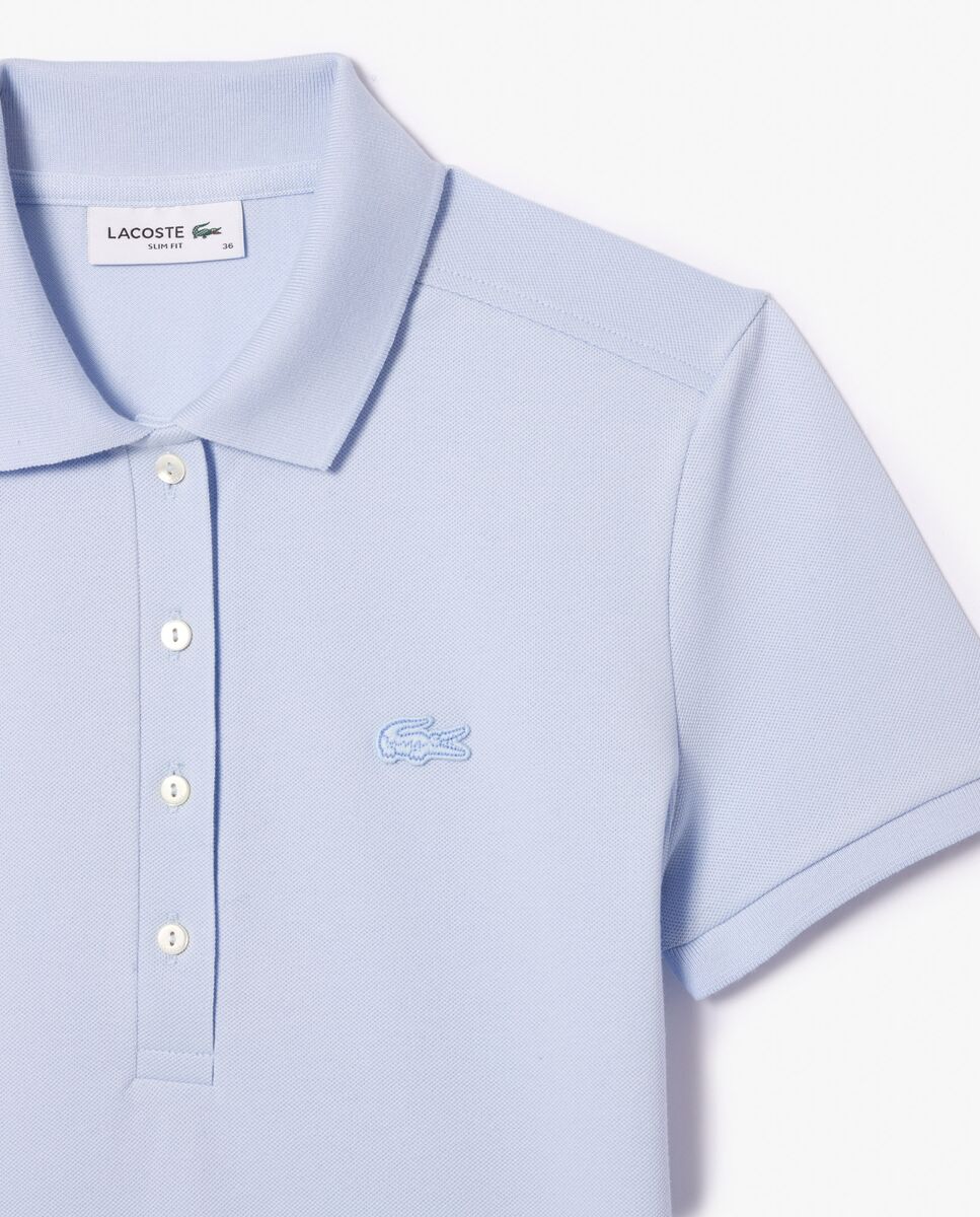 Polo de mujer en piqué de algodón stretch de manga corta - Lacoste - Azul celeste Azul celeste-2