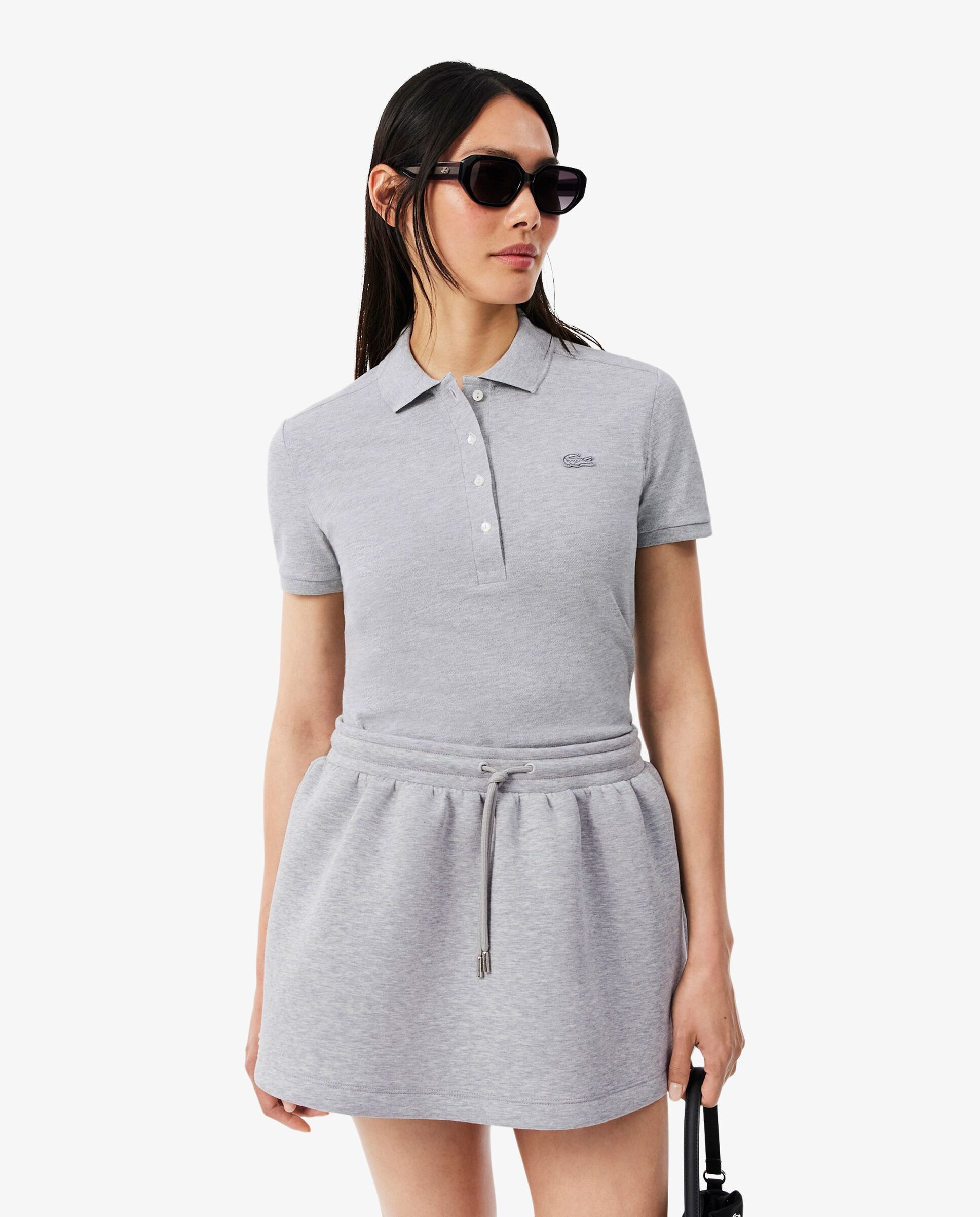 Imagen 0 de Polo de mujer  en piqué de algodón stretch de manga corta Gris oscuro