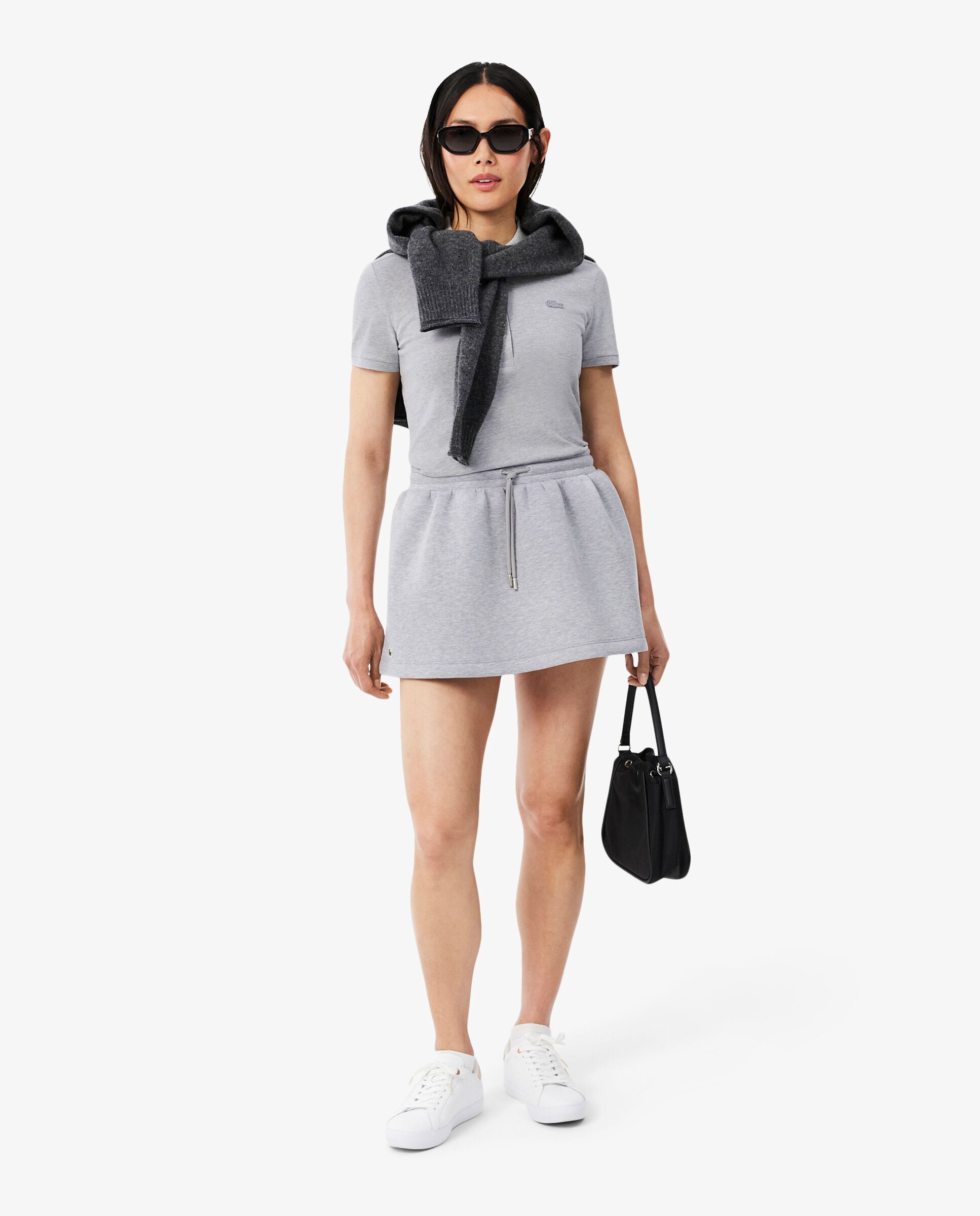 Polo de mujer en piqué de algodón stretch de manga corta - Lacoste - Gris oscuro Gris oscuro-4