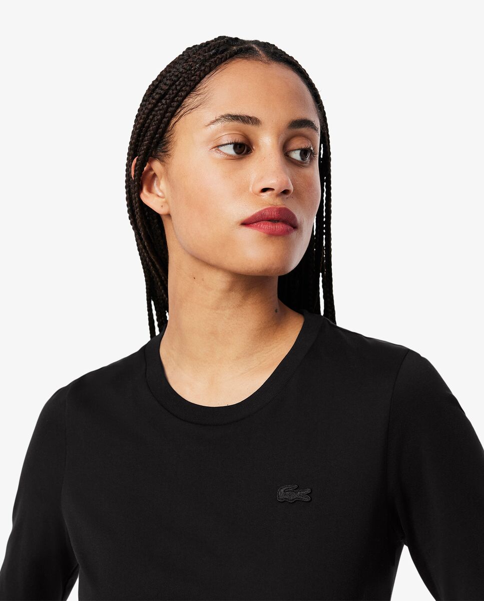 Camiseta de mujer de manga francesa de algodón suave - Lacoste - Negro Negro-4