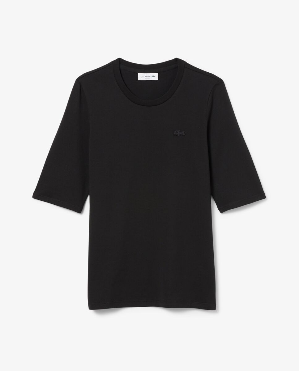 Camiseta de mujer de manga francesa de algodón suave - Lacoste - Negro Negro-6