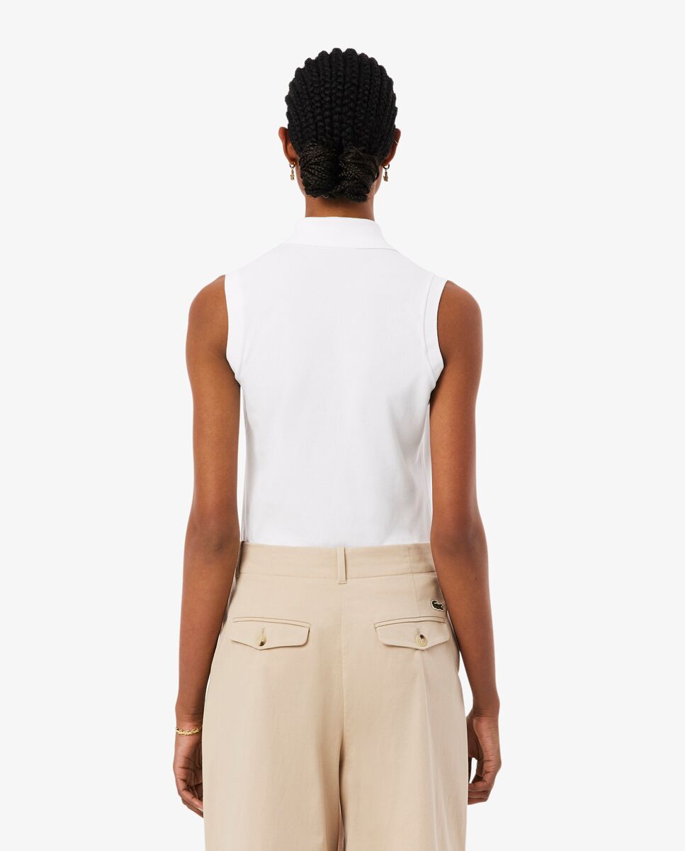 Polo de mujer sin mangas elástico de corte ajustado - Lacoste - Blanco Blanco-2