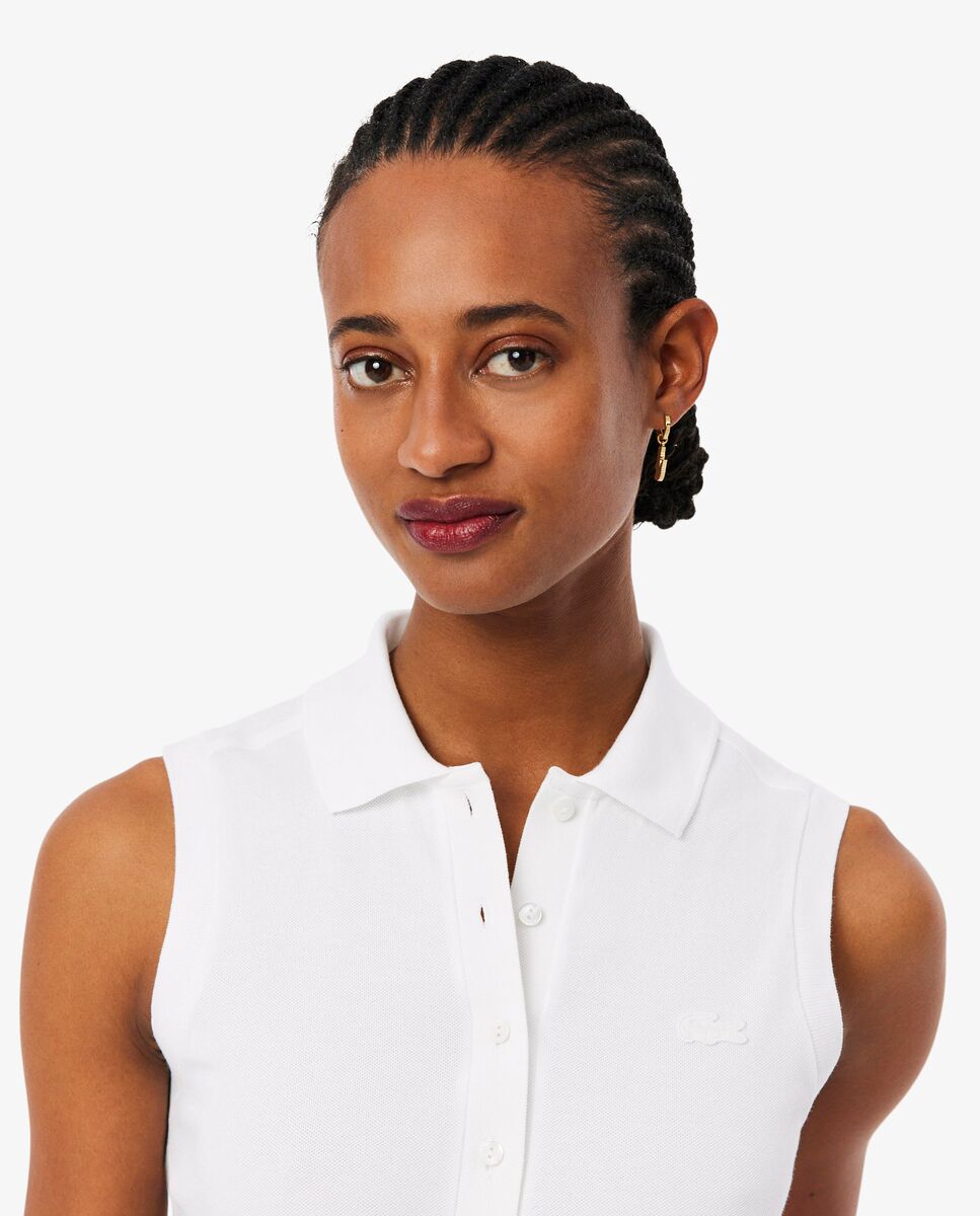 Polo de mujer sin mangas elástico de corte ajustado - Lacoste - Blanco Blanco-3